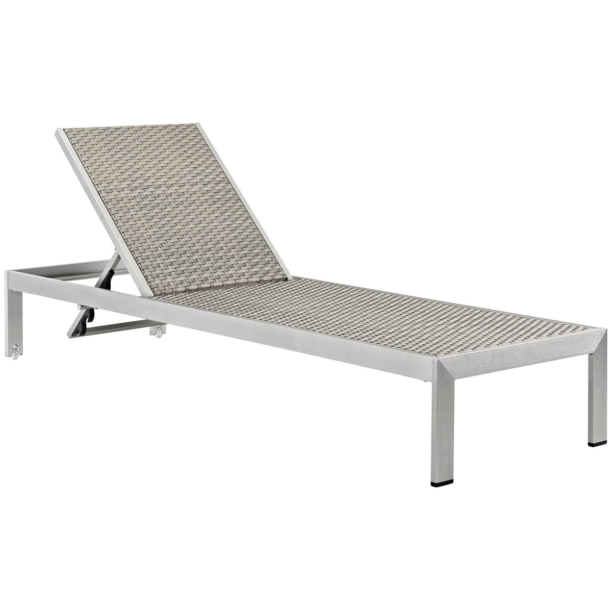 Shore Outdoor Patio Aluminum Rattan Chaise - Silver Gray