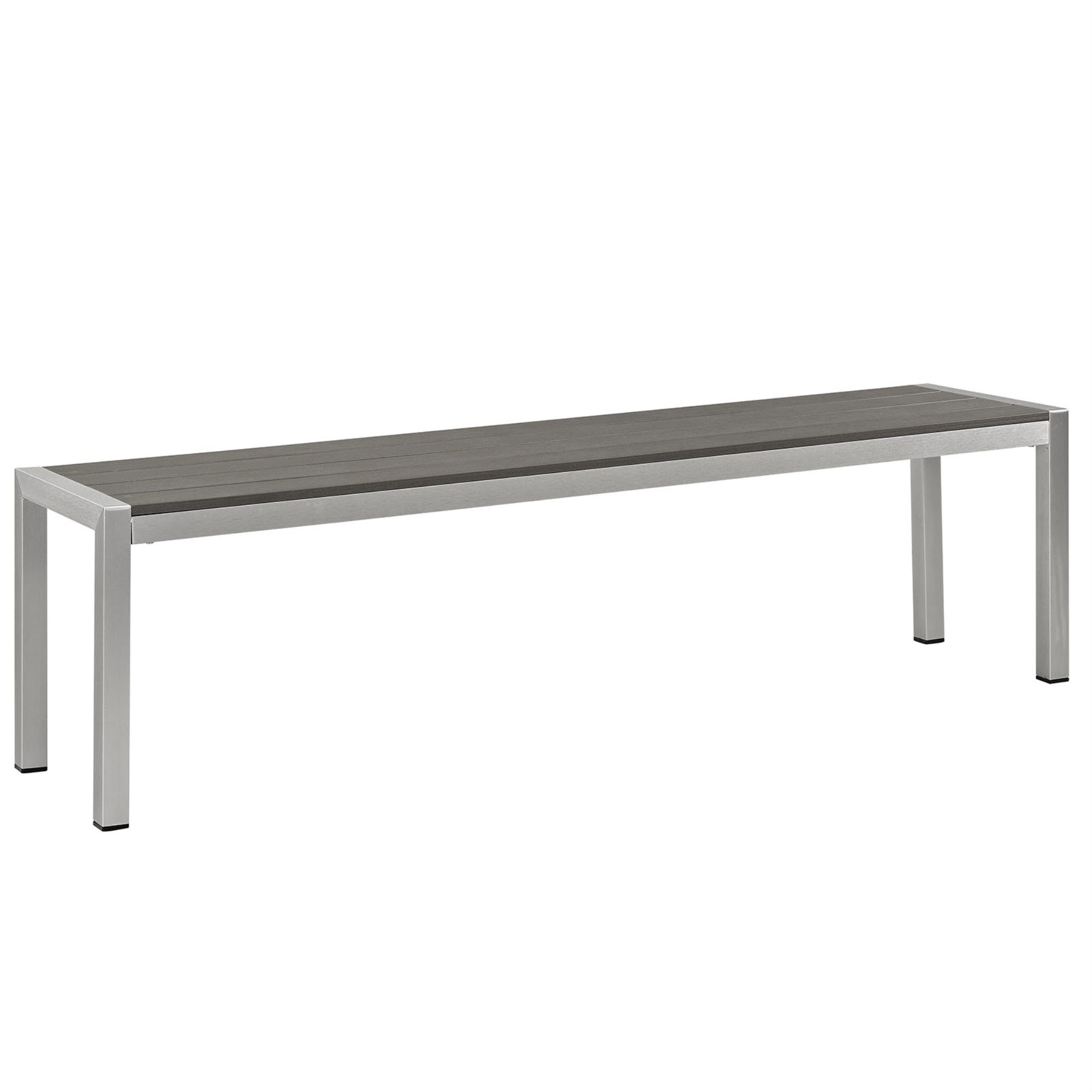 Shore Outdoor Patio Bench - Durable Aluminum Frame, Modern Design, Wood Accents - Perfect For Relaxation And Casual Gatherings