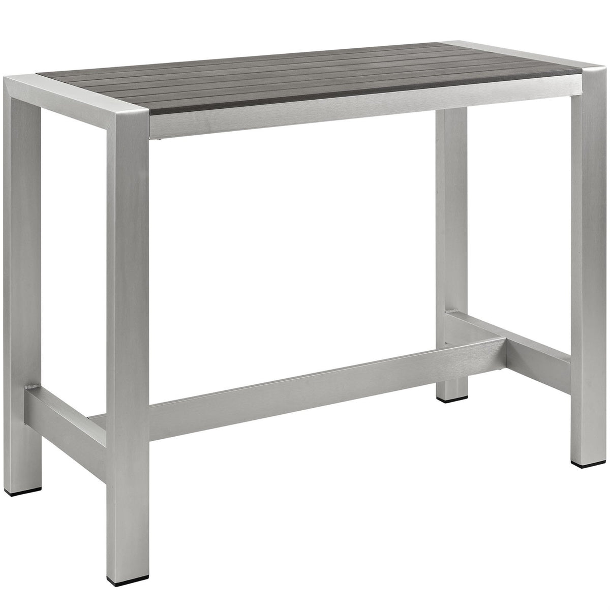 Casafoyer Shore Aluminum Outdoor Patio 60' Rectangle Bar Table In Silver Gray