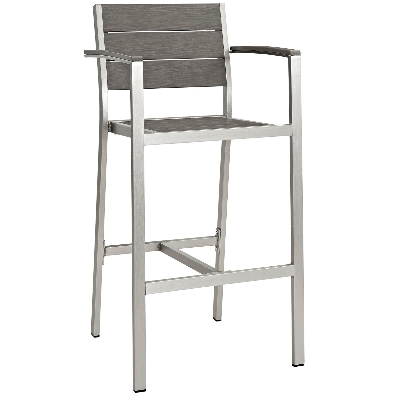 Shore Outdoor Patio Aluminum Bar Stool - Silver Gray