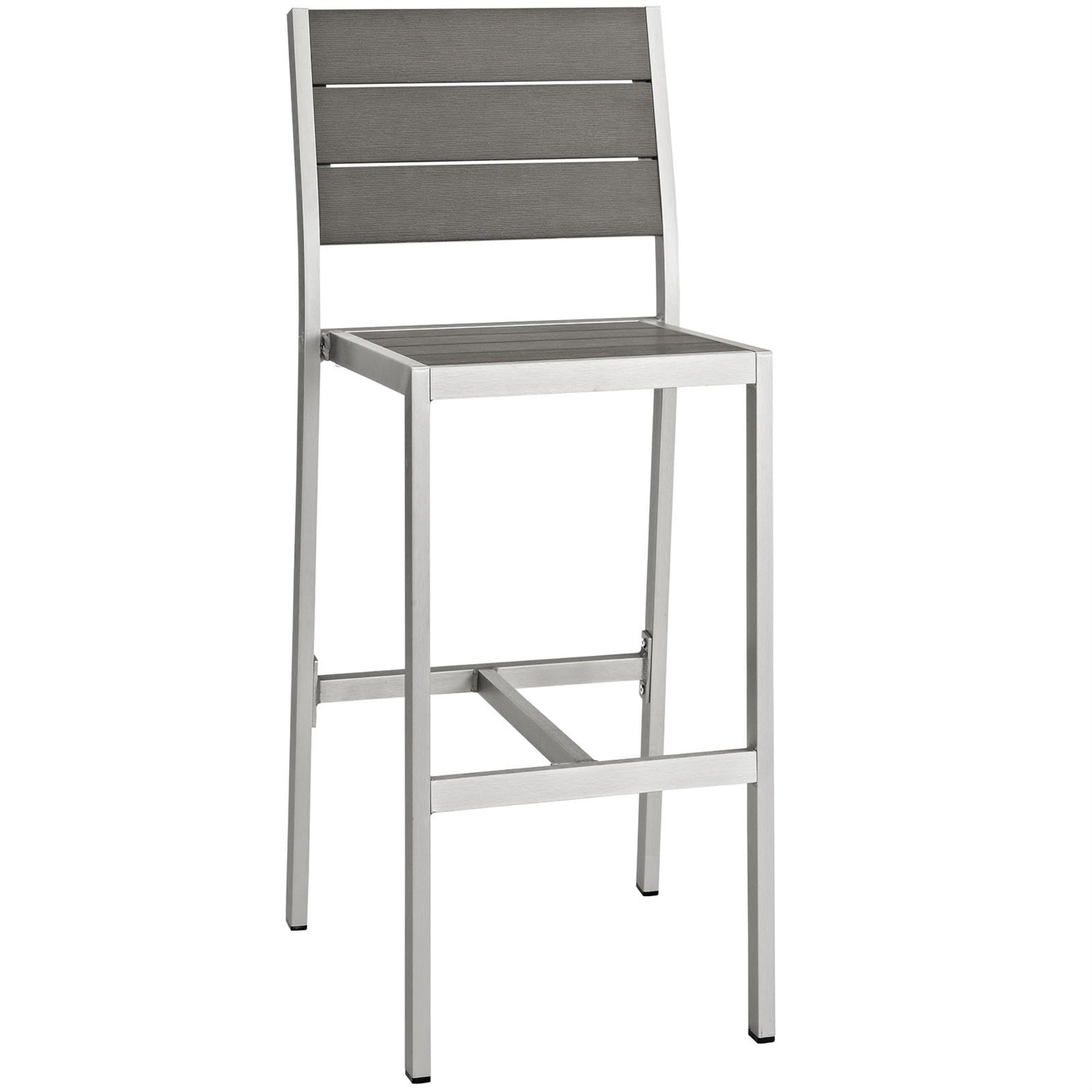 Casafoyer Shore Aluminum Outdoor Patio Armless Bar Stool In Silver Gray