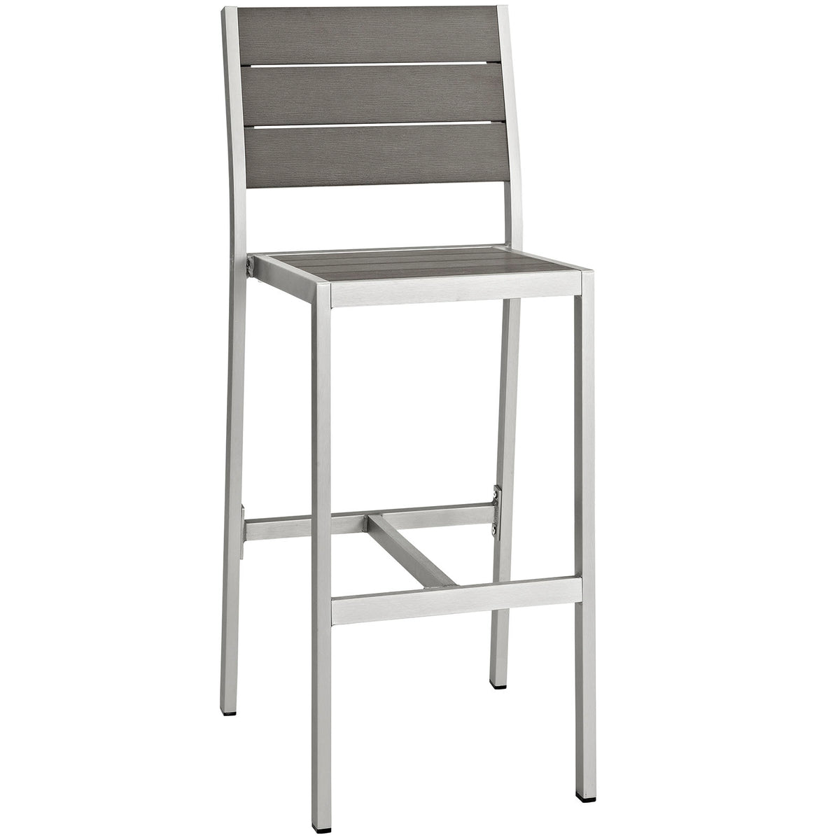 Shore Outdoor Patio Aluminum Armless Bar Stool - Silver Gray