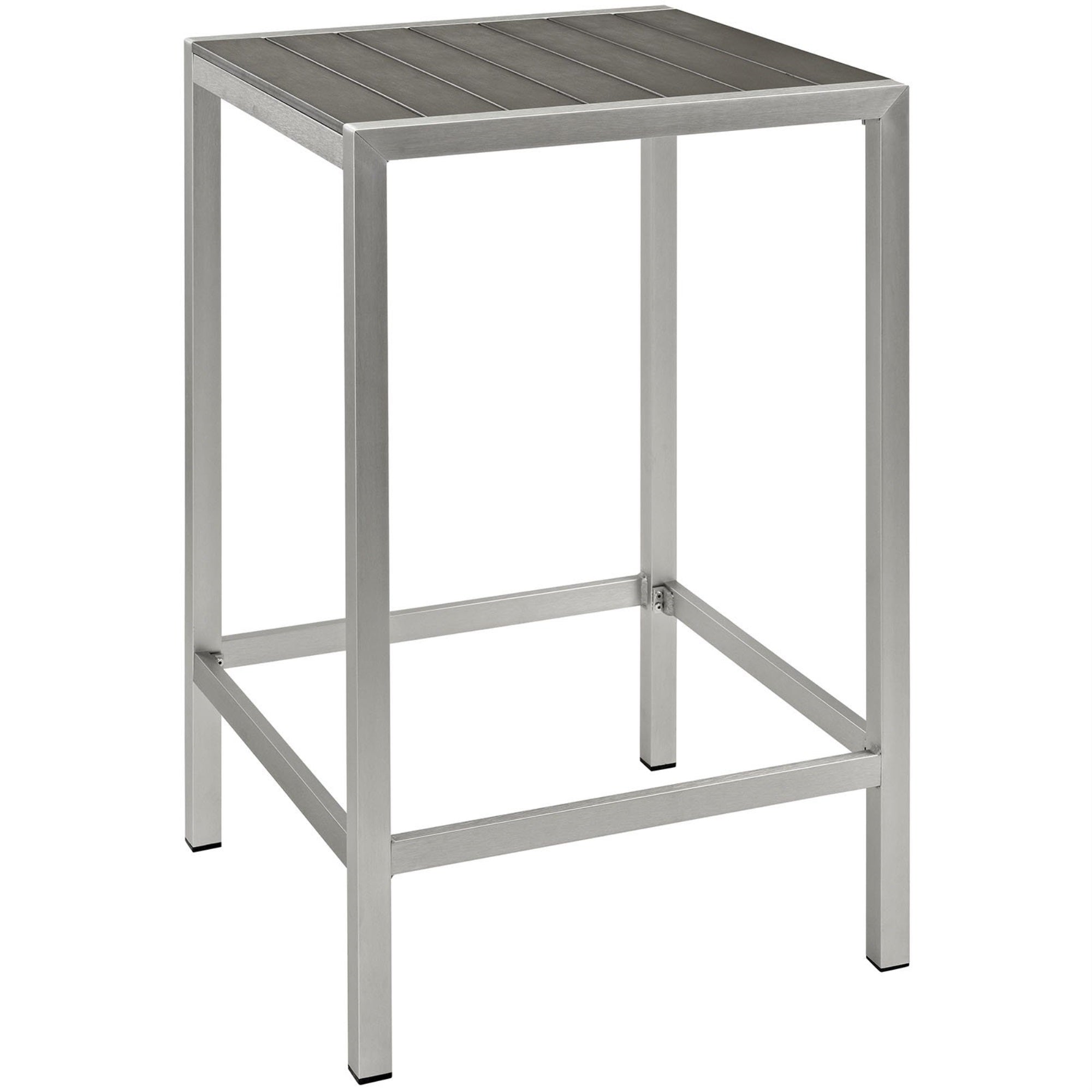 Casafoyer Shore Aluminum Outdoor Patio Square Bar Table In Silver Gray