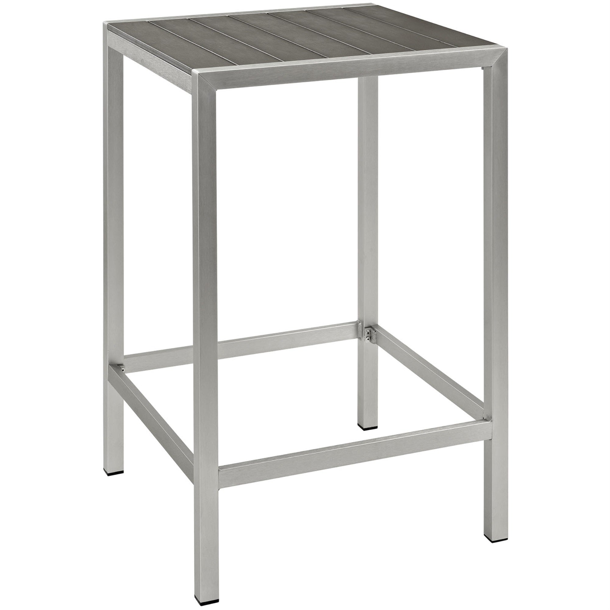 Shore Outdoor Patio Bar Table - Durable Aluminum Frame, Minimalist Design, Wood Accents - Perfect For Casual Gatherings