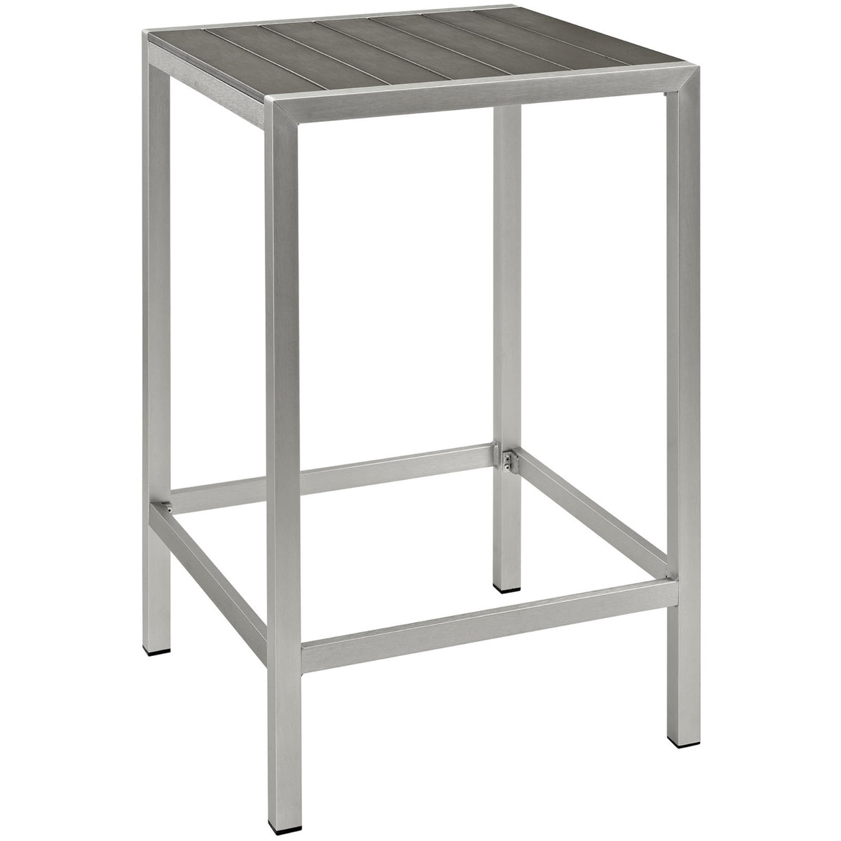Shore Outdoor Patio Bar Table - Durable Aluminum Frame, Minimalist Design, Wood Accents - Perfect For Casual Gatherings