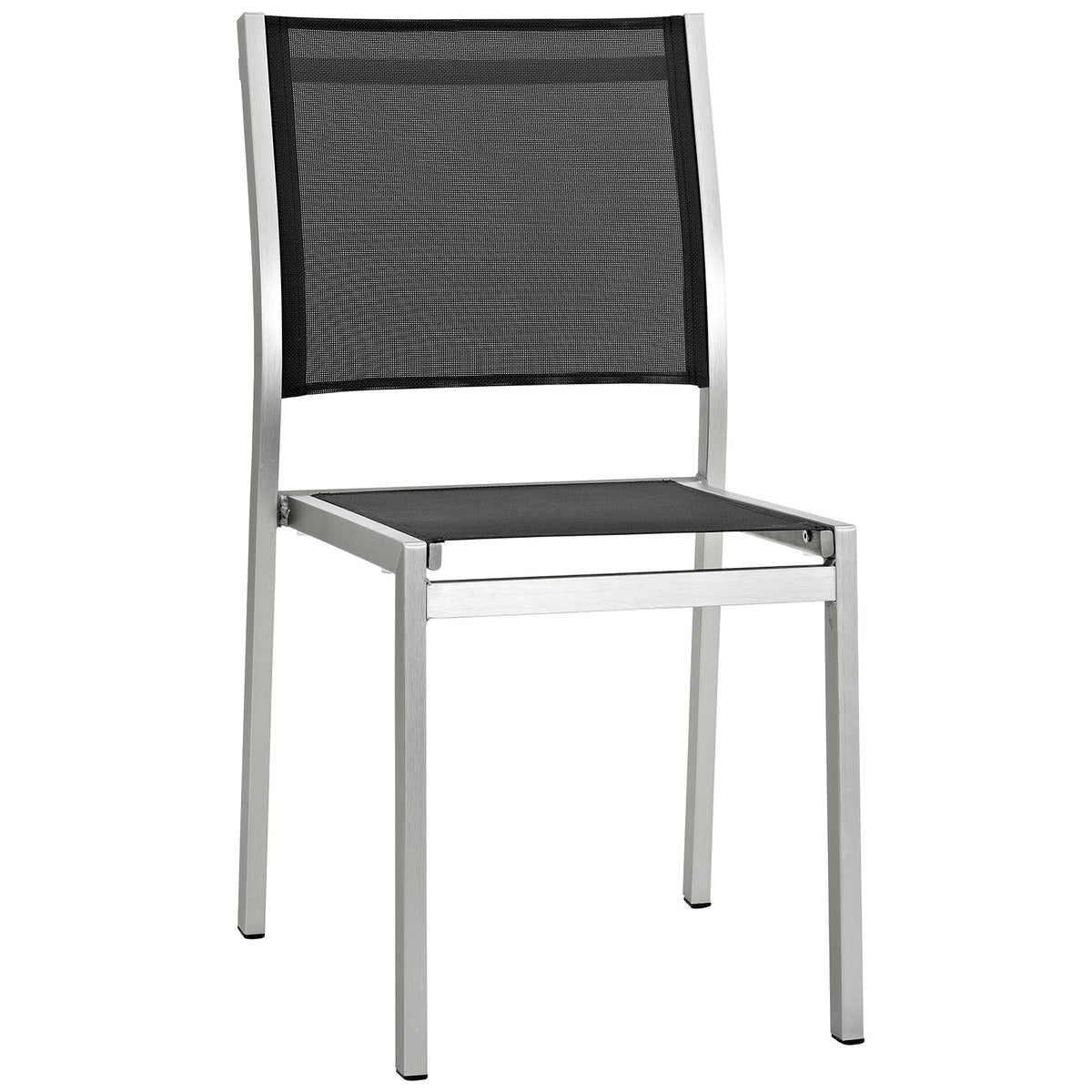 Shore Outdoor Patio Aluminum Side Chair - Silver Black