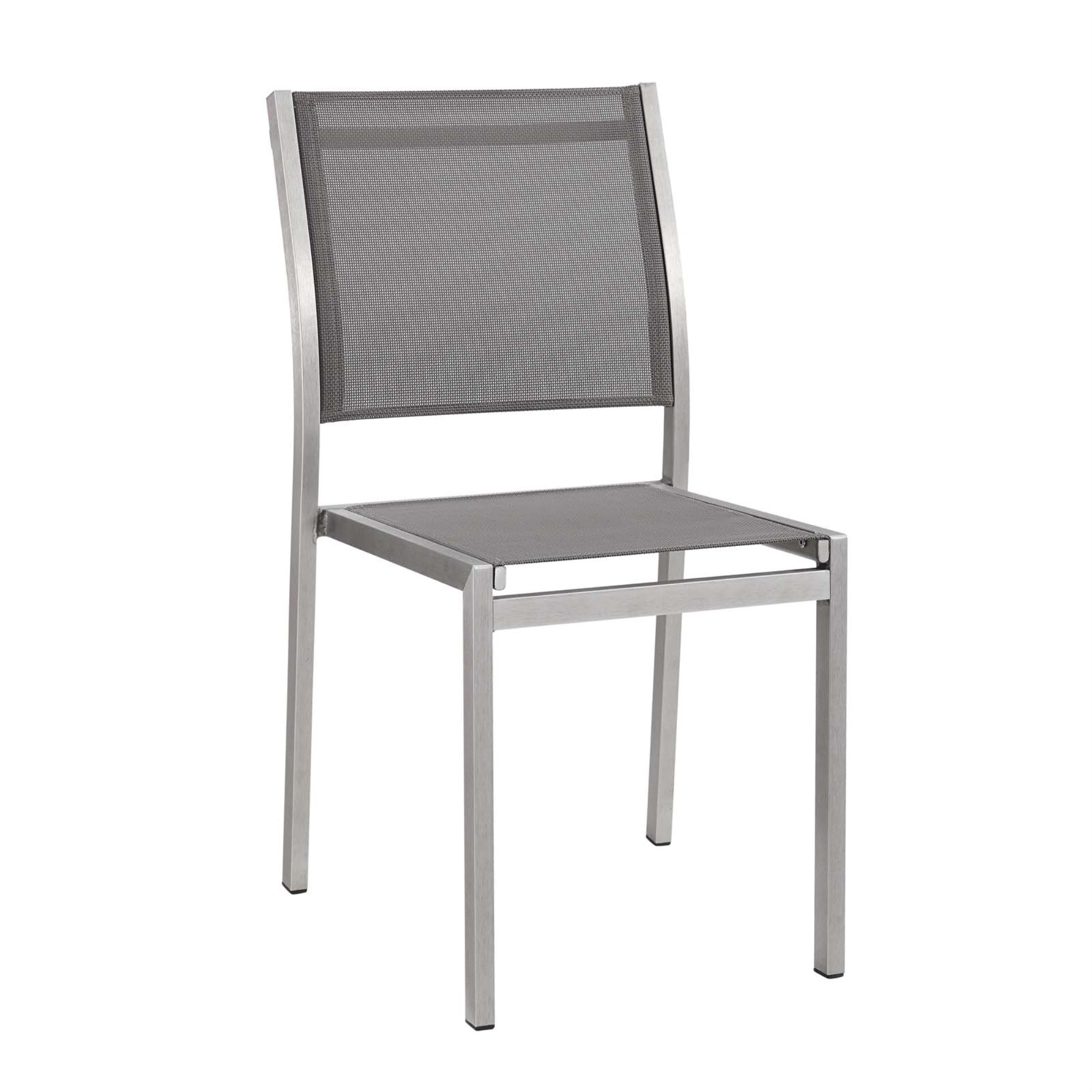 Shore Outdoor Patio Dining Side Chair - Anodized Aluminum Frame, Breathable Mesh, Minimalist Design, Easy Assembly, Non-Marking Foot Caps