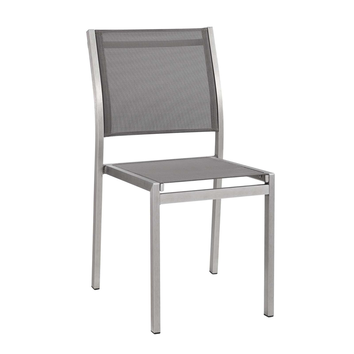 Shore Outdoor Patio Dining Side Chair - Anodized Aluminum Frame, Breathable Mesh, Minimalist Design, Easy Assembly, Non-Marking Foot Caps