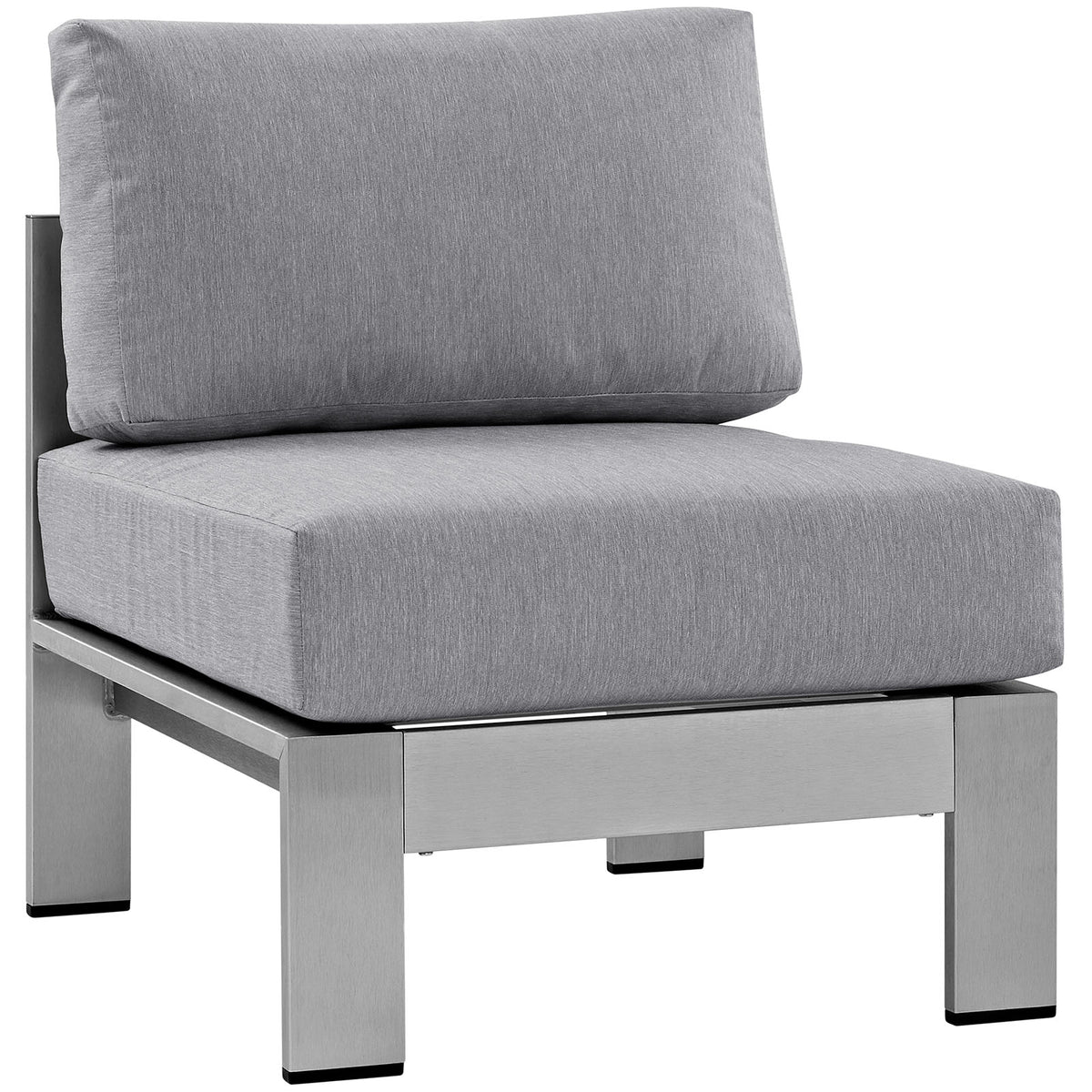 Shore Armless Outdoor Patio Aluminum Chair - Silver Gray