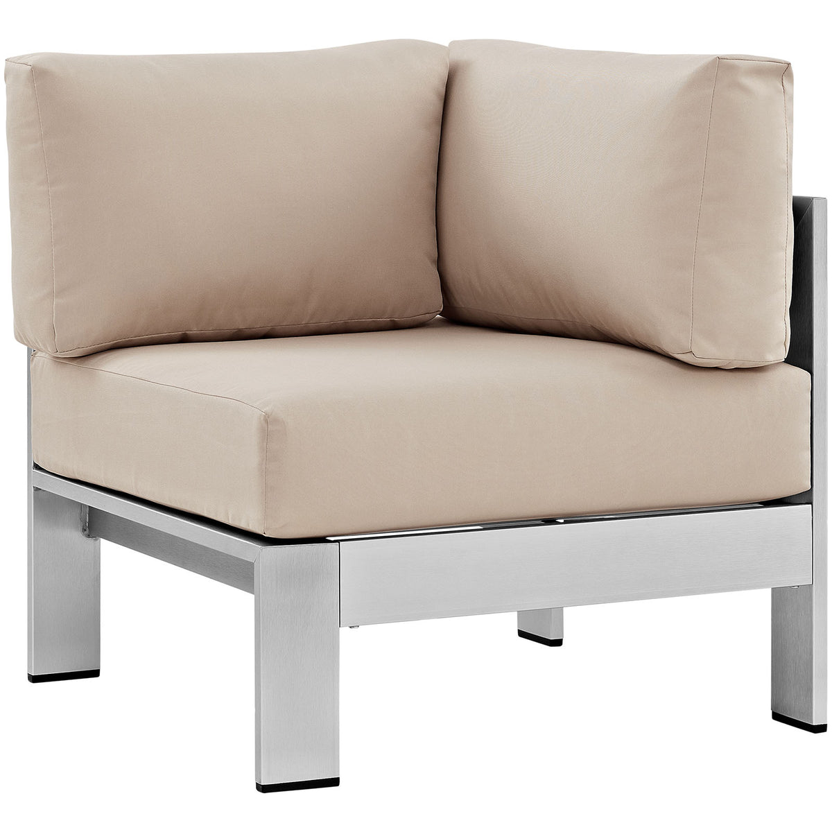 Shore Outdoor Patio Aluminum Corner Sofa - Silver Beige