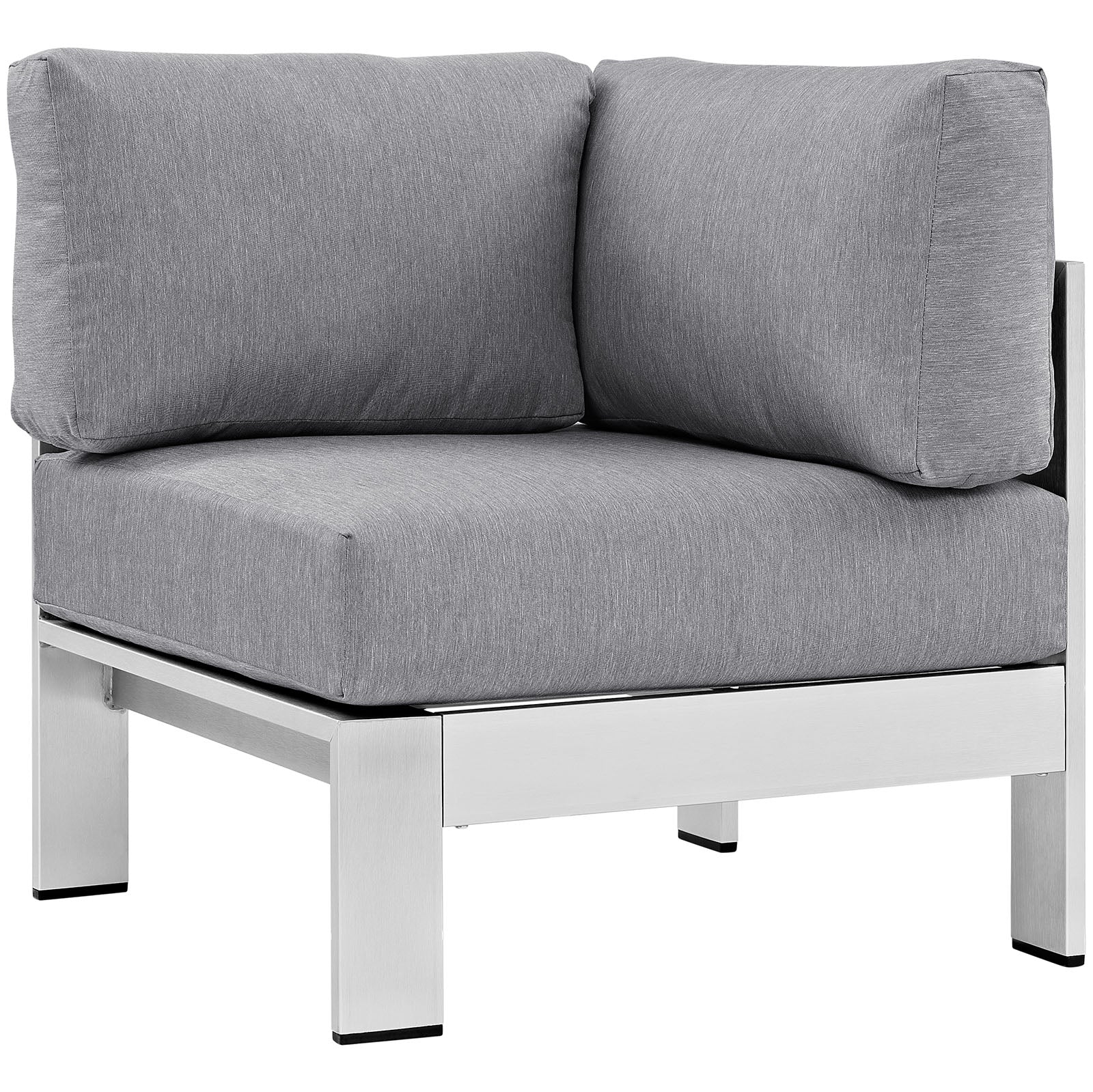 Shore Outdoor Patio Aluminum Corner Sofa - Silver Gray