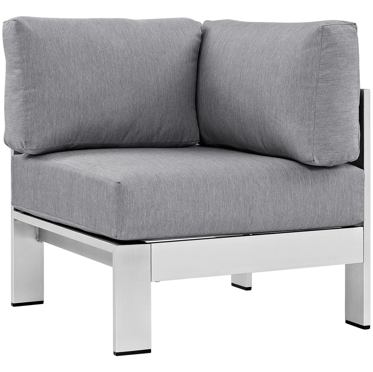 Shore Outdoor Patio Aluminum Corner Sofa - Silver Gray