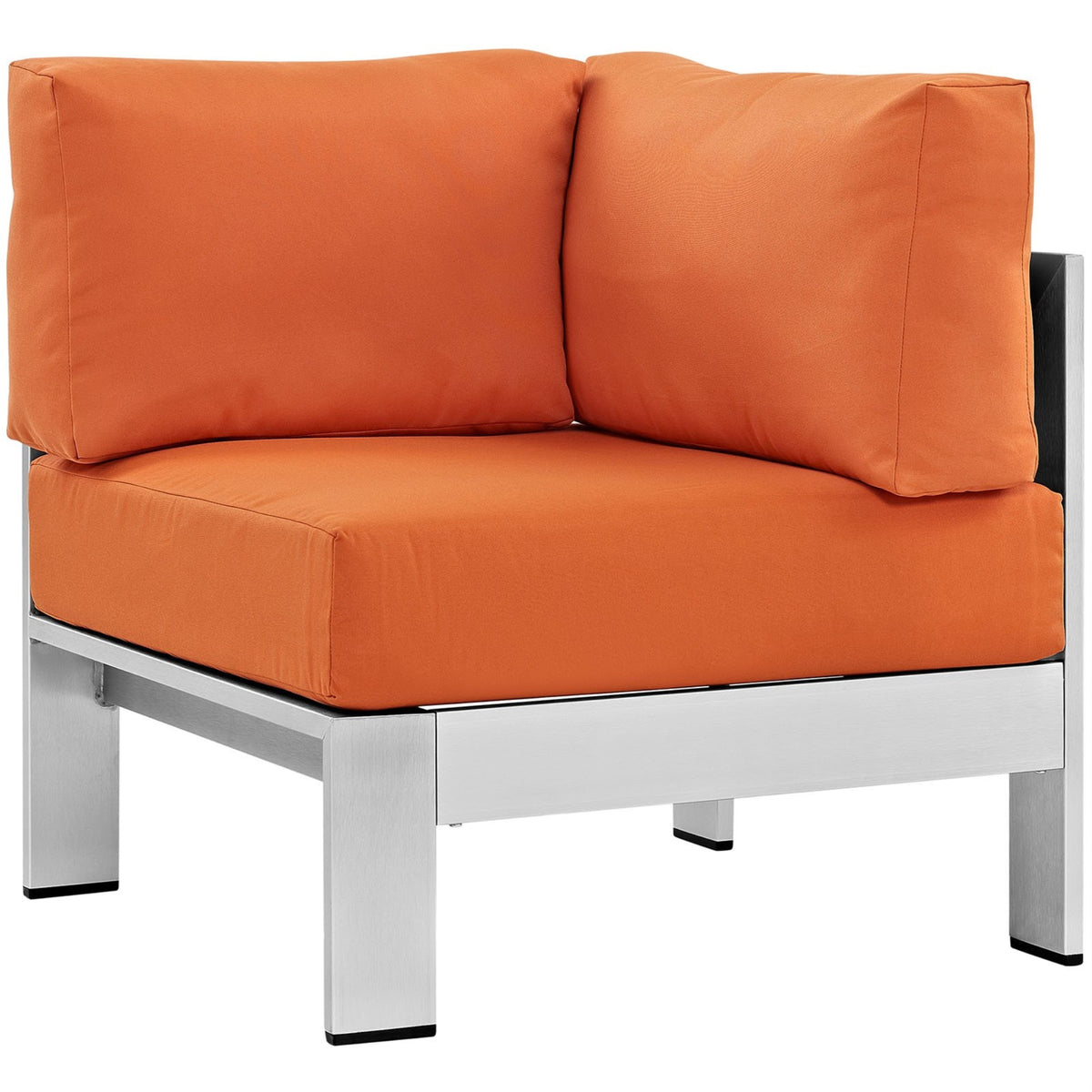 Casafoyer Shore Aluminum Outdoor Patio Corner Chair In Silver Orange