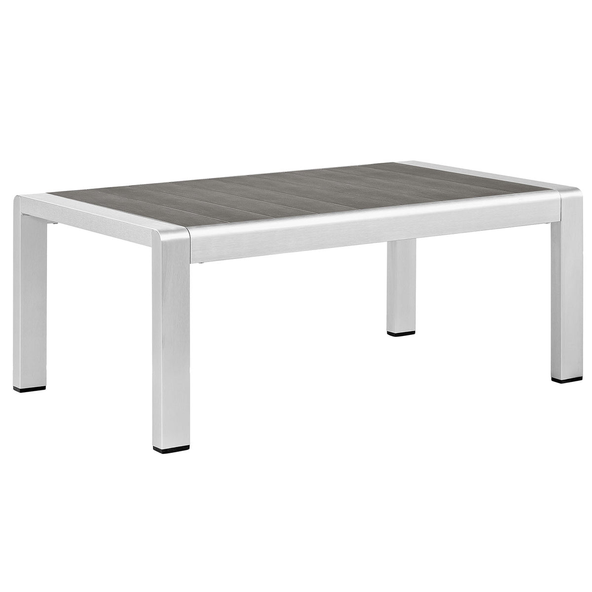Shore Outdoor Patio Aluminum Coffee Table - Silver Gray