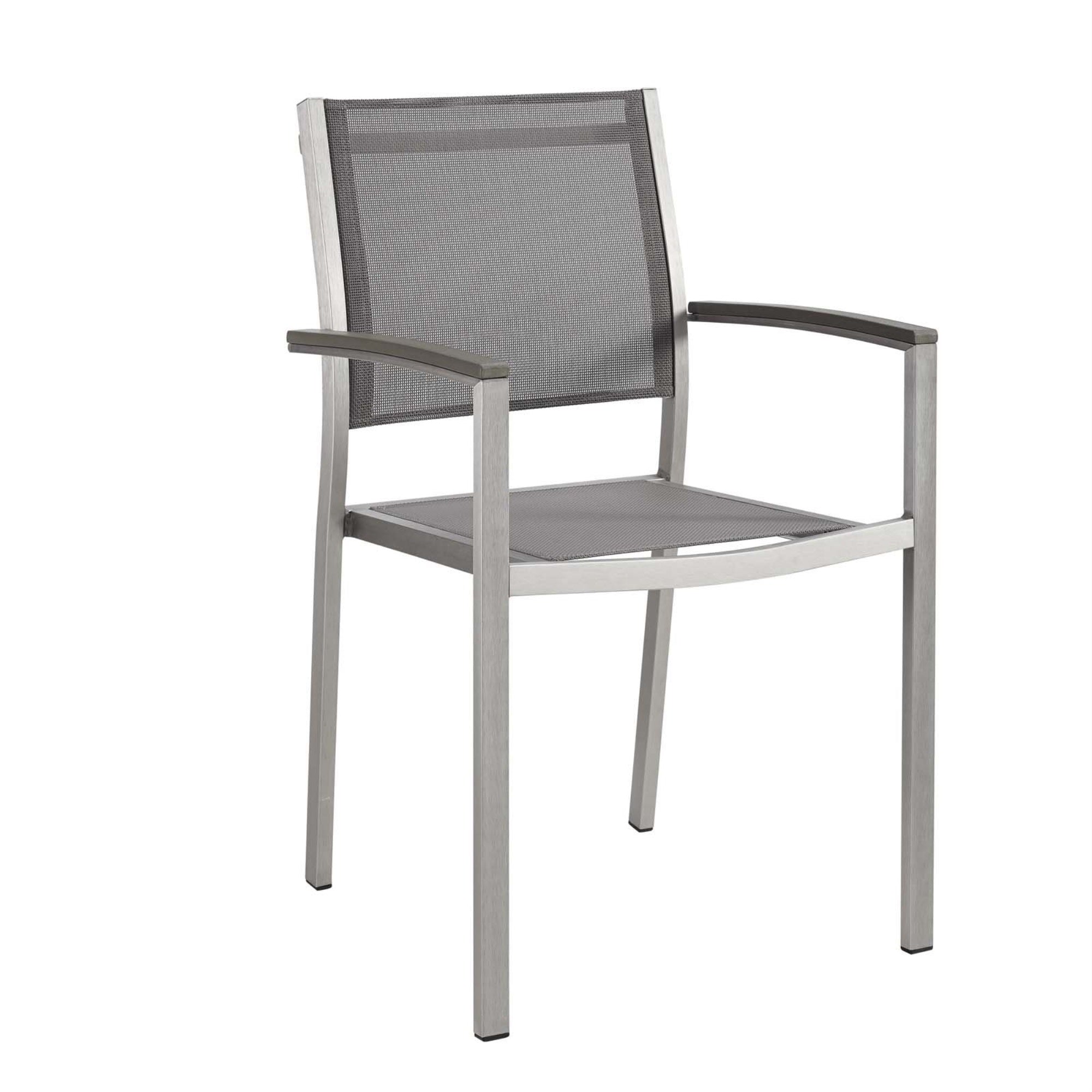 Casafoyer Shore Aluminum Outdoor Patio Dining Arm Chair In Silver Gray