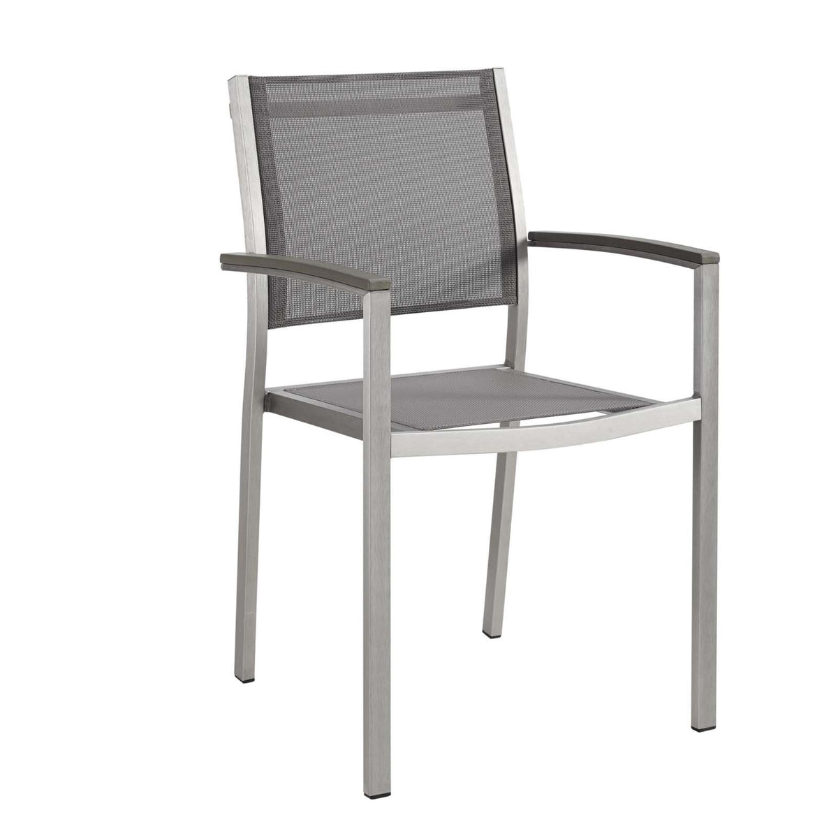 Casafoyer Shore Aluminum Outdoor Patio Dining Arm Chair In Silver Gray