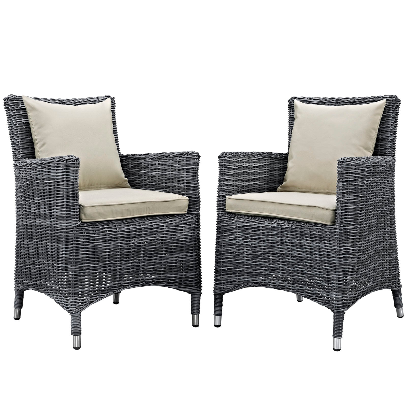 Summon 2 Piece Outdoor Patio Sunbrella Dining Set - Antique Canvas Beige