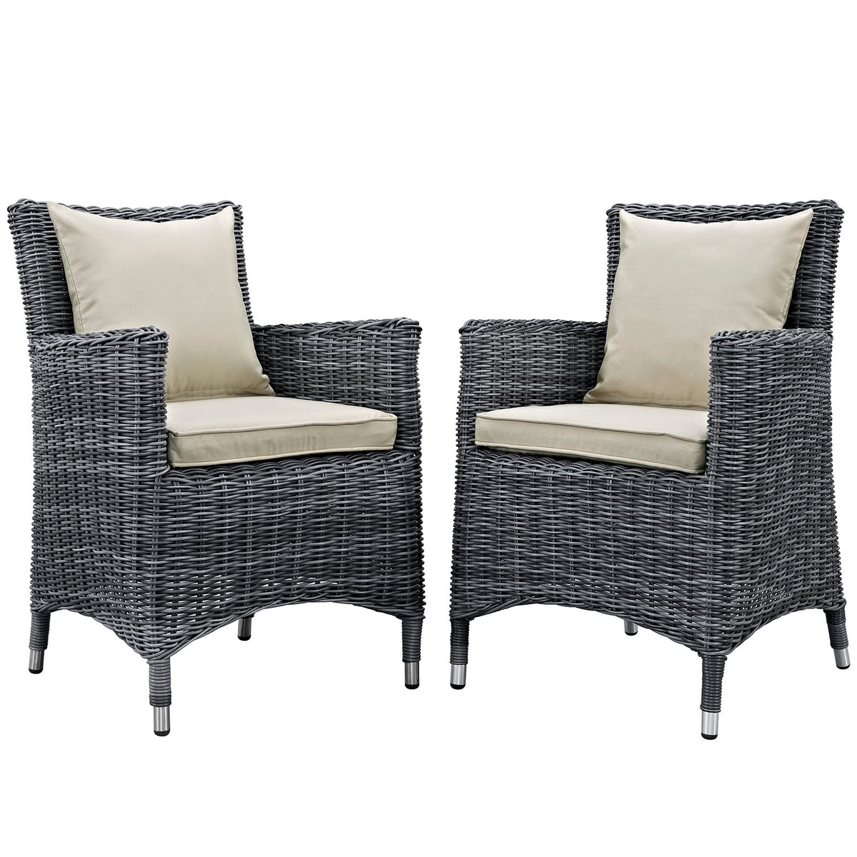Summon 2 Piece Outdoor Patio Sunbrella Dining Set - Antique Canvas Beige