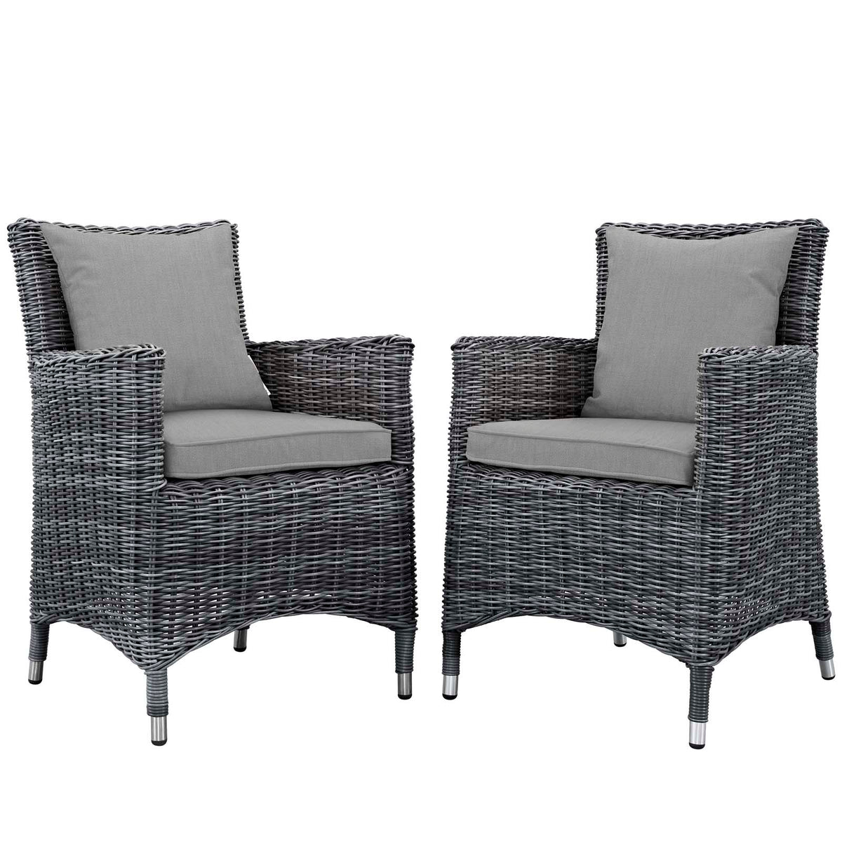 Summon 2 Piece Outdoor Patio Sunbrella Dining Set - Canvas Gray
