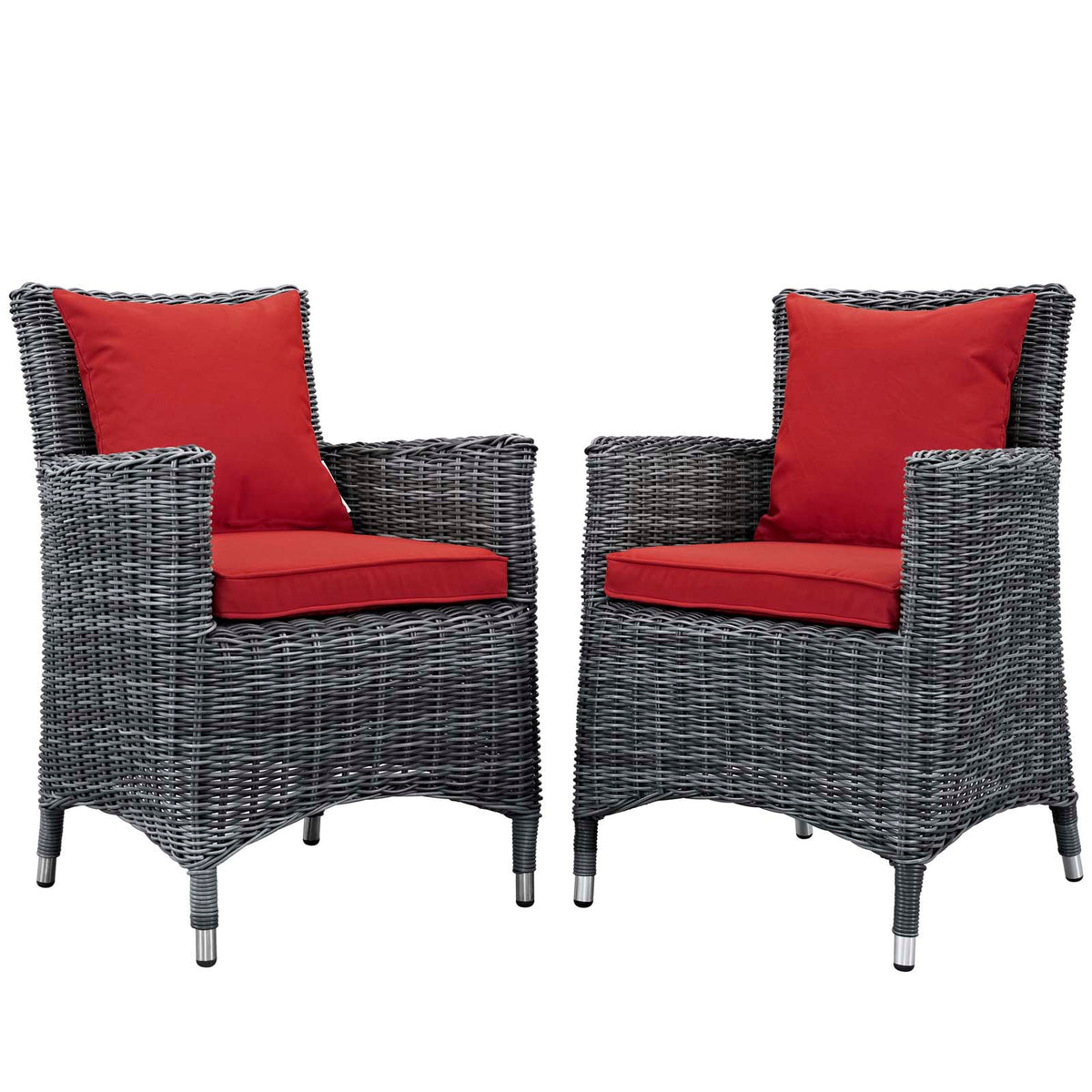 Summon 2 Piece Outdoor Patio Sunbrella Dining Set - Canvas Red