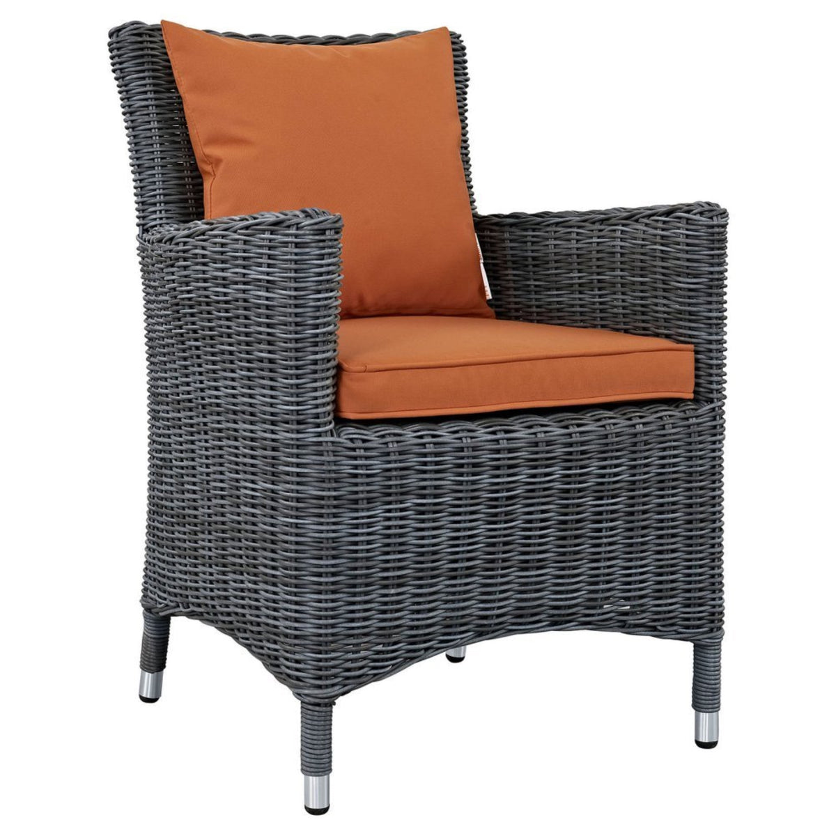 Casafoyer Summon Wicker Rattan Aluminum Outdoor Patio Two Dining Arm Chairs With Sunbrella Fabric Cushions In Canvas Tuscan