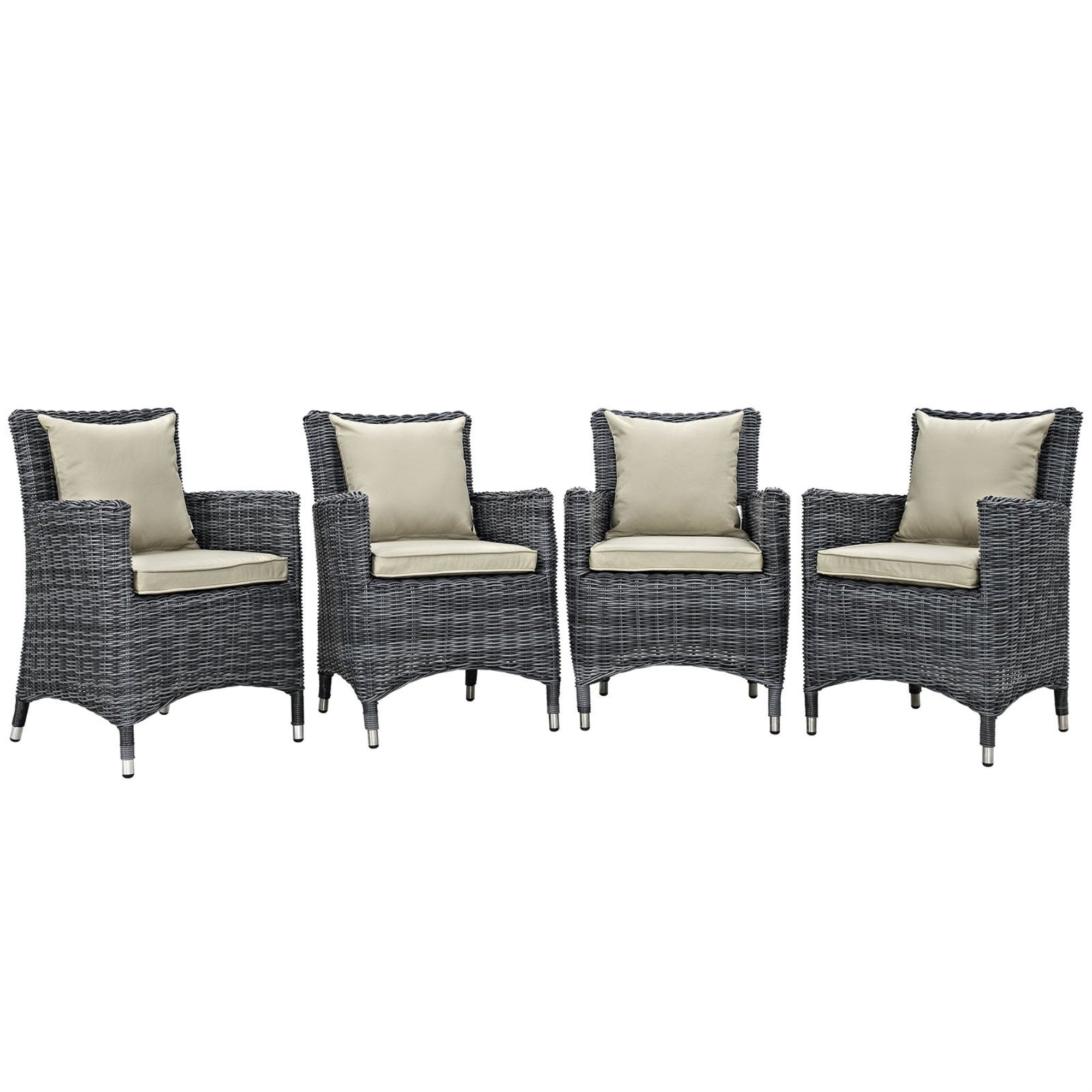 Casafoyer Eei-2314-Gry-Red-Set Summon 4 Piece Outdoor Patio Sunbrella Dining Set In Antique Canvas Beige
