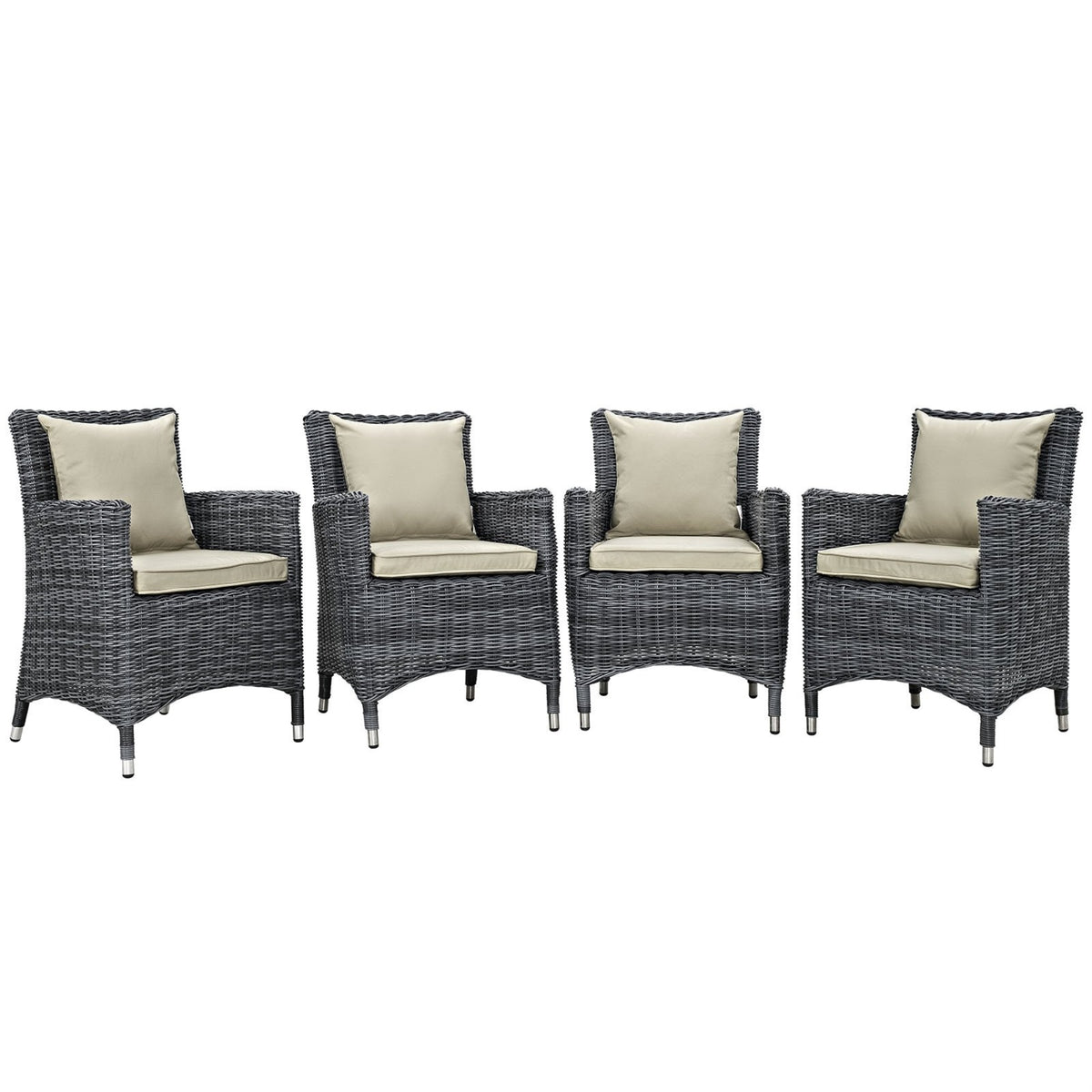 Casafoyer Eei-2314-Gry-Red-Set Summon 4 Piece Outdoor Patio Sunbrella Dining Set In Antique Canvas Beige