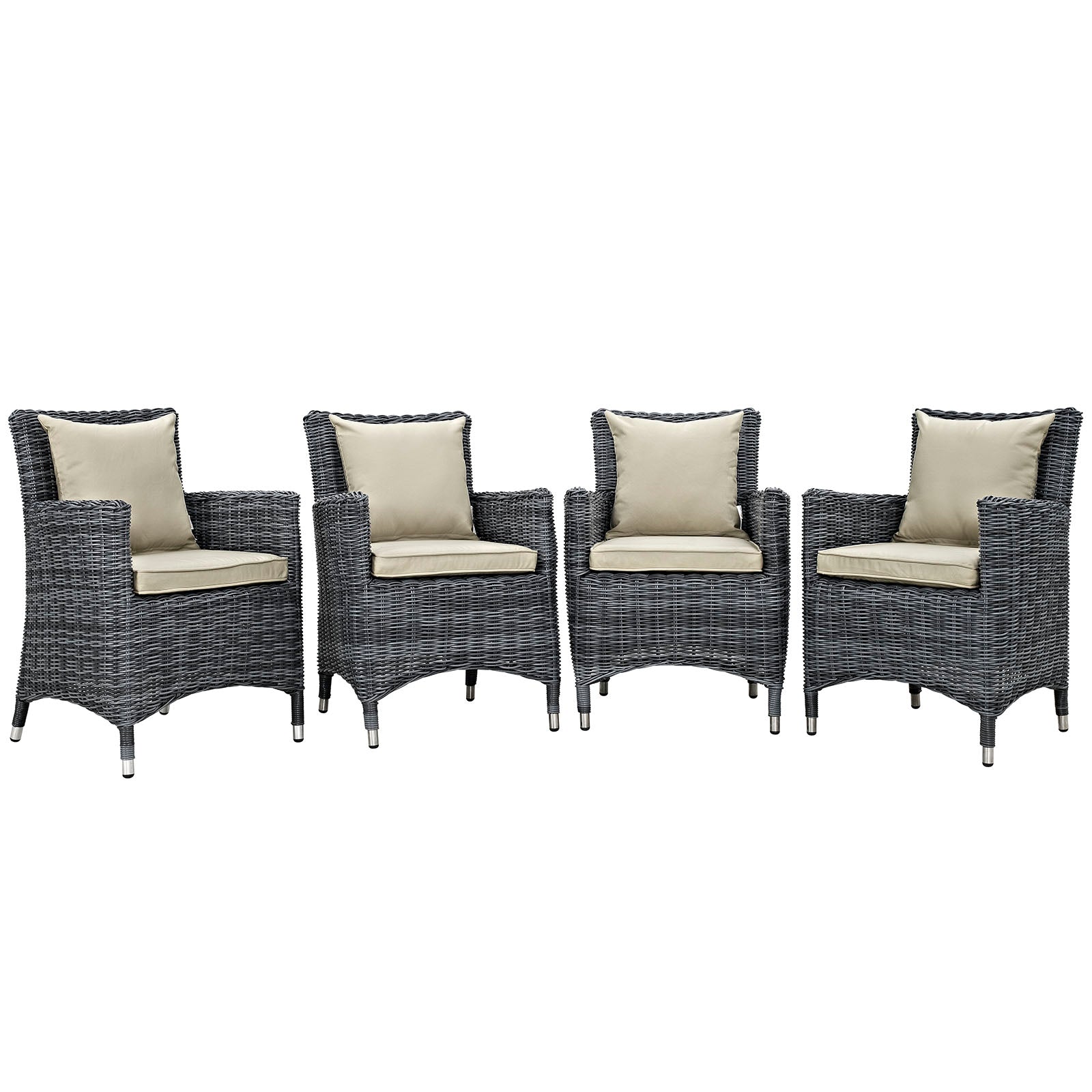 Summon 4 Piece Outdoor Patio Sunbrella Dining Set - Antique Canvas Beige