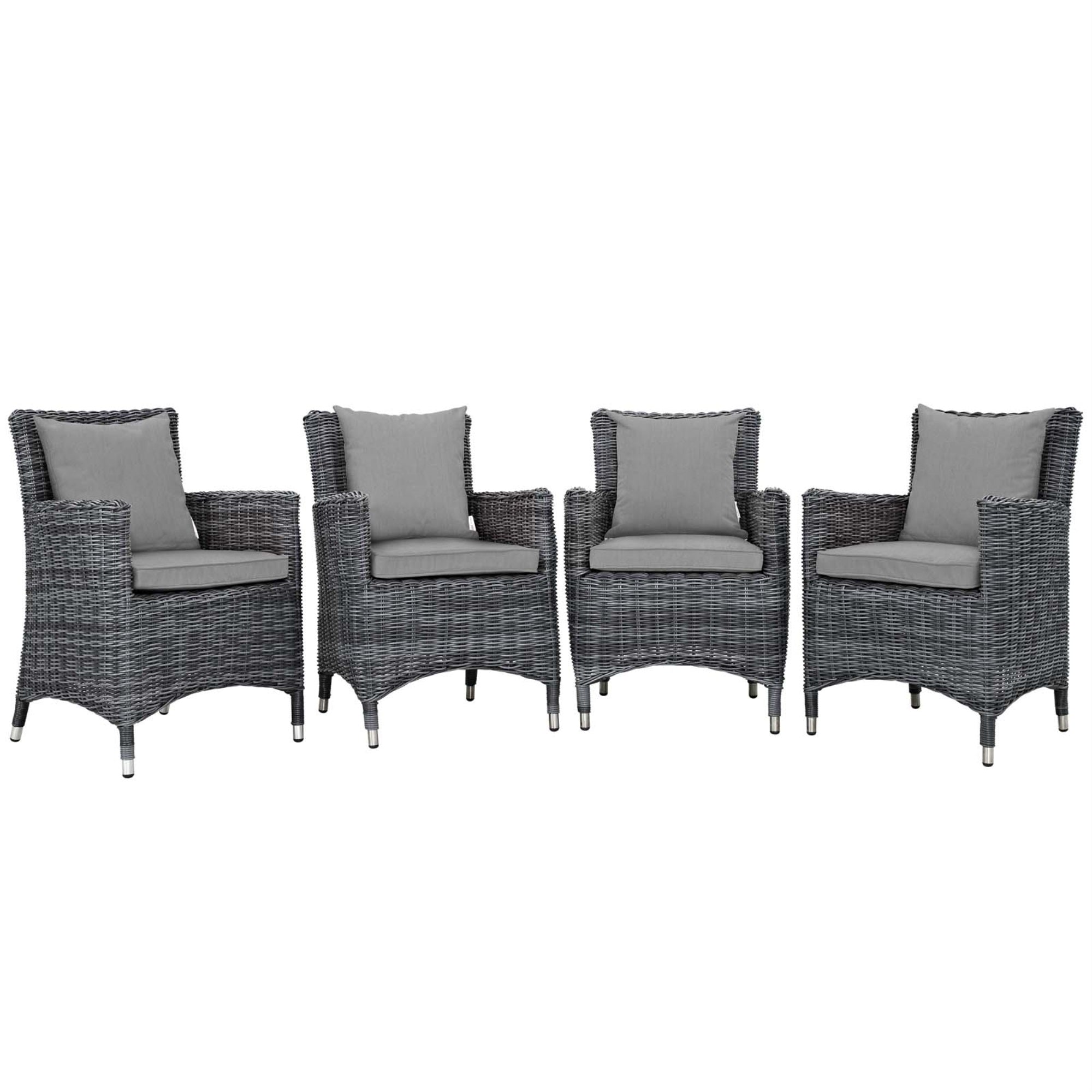 Summon Outdoor Patio Dining Arm Chair - Ultimate Comfort & Quality, Two-Tone Rattan Weave, Sunbrella Cushions, Aluminum Frame, Uv Protection