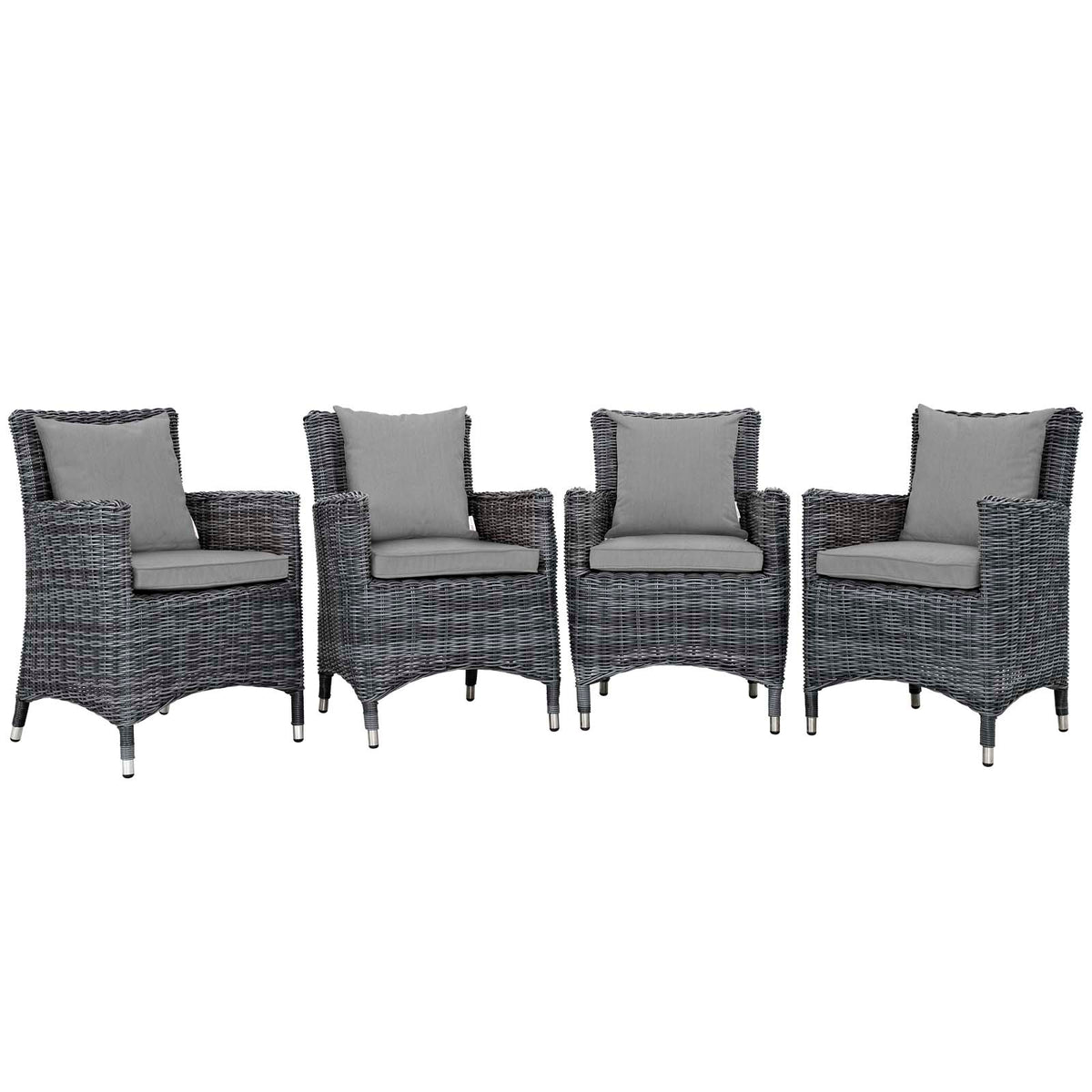 Summon 4 Piece Outdoor Patio Sunbrella Dining Set - Canvas Gray