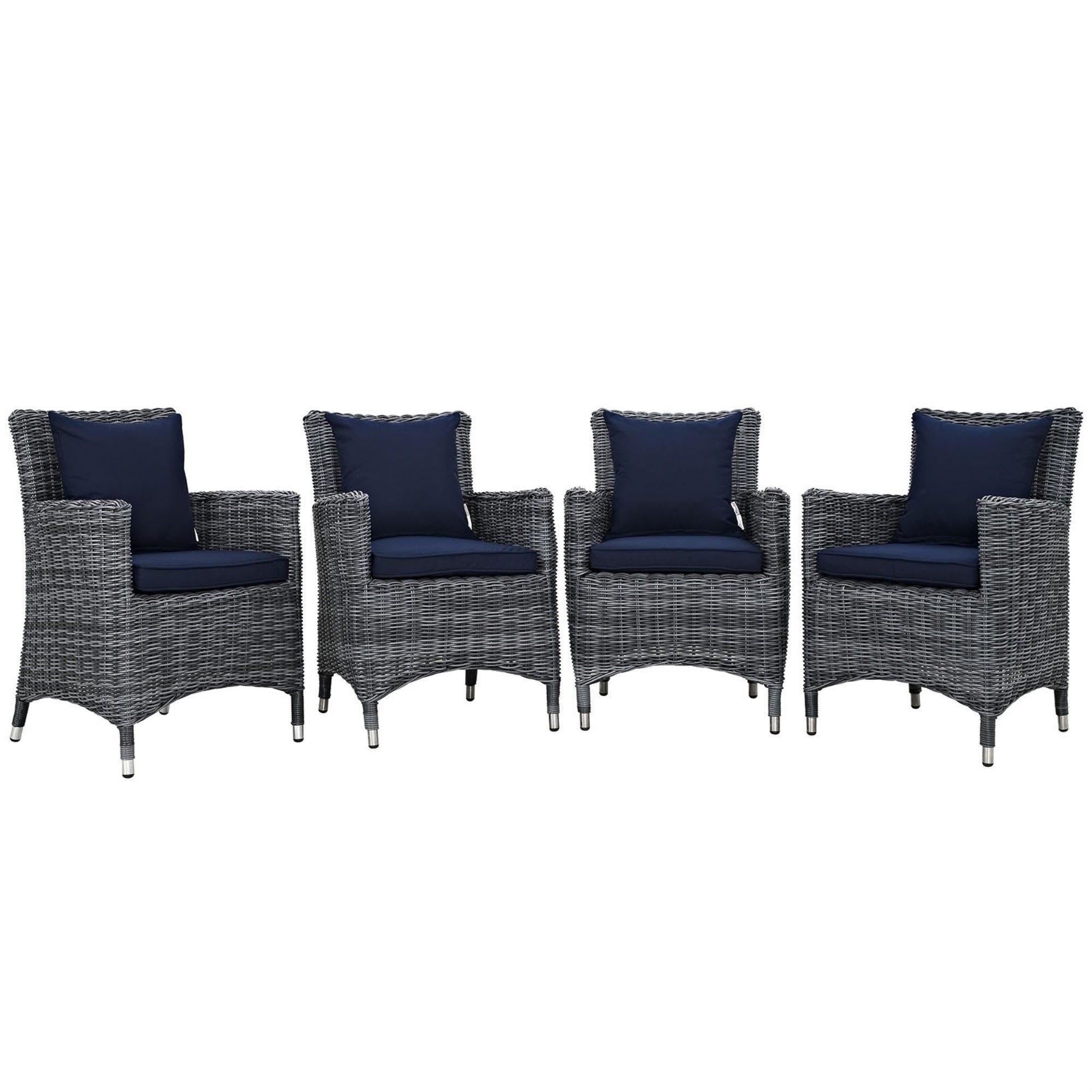 Casafoyer Eei-2314-Gry-Red-Set Summon 4 Piece Outdoor Patio Sunbrella Dining Set In Canvas Navy
