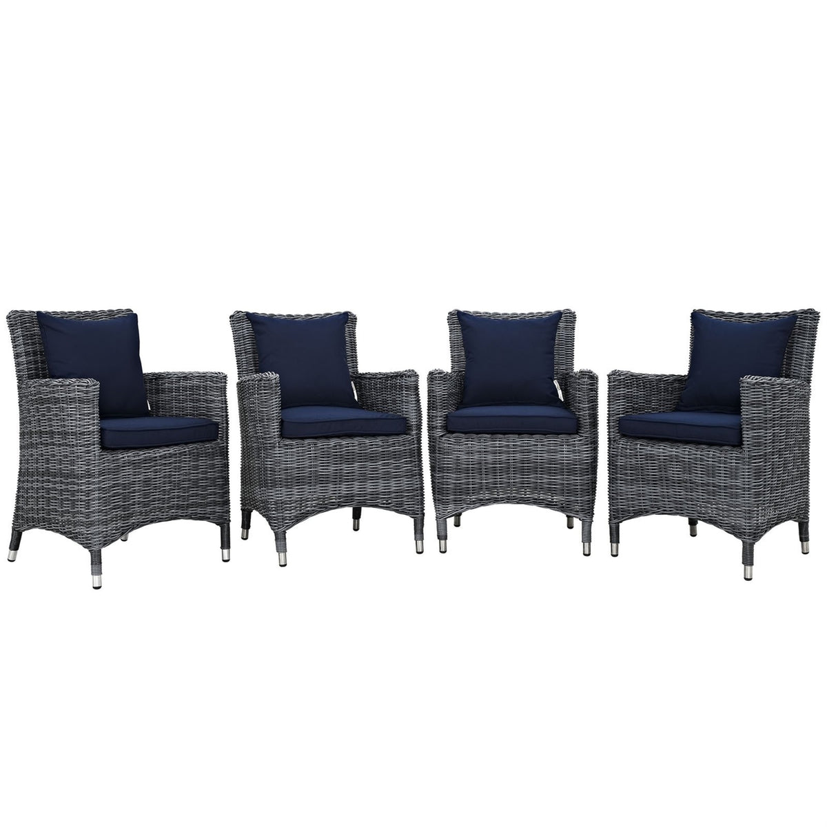 Casafoyer Eei-2314-Gry-Red-Set Summon 4 Piece Outdoor Patio Sunbrella Dining Set In Canvas Navy