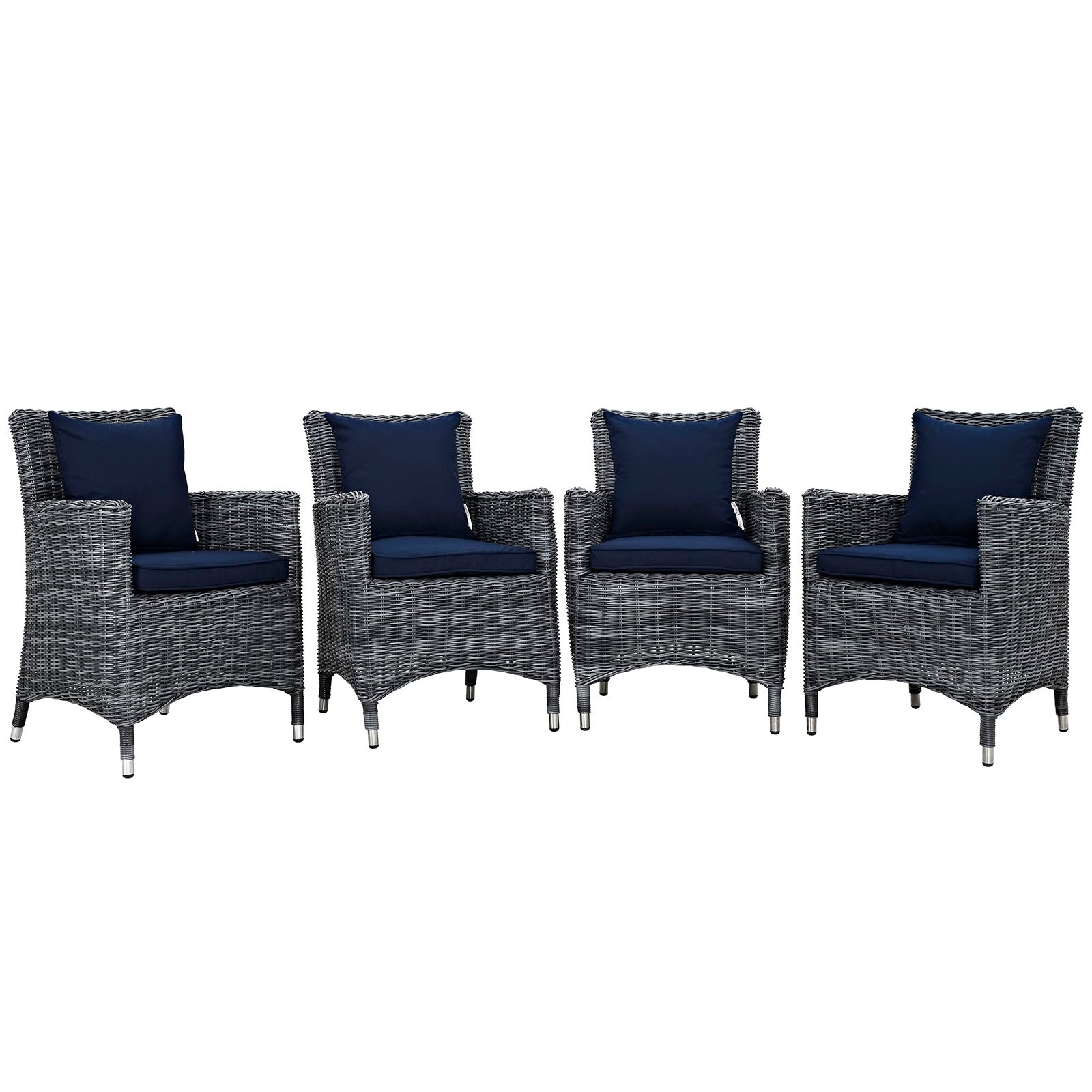 Summon 4 Piece Outdoor Patio Sunbrella Dining Set - Canvas Navy