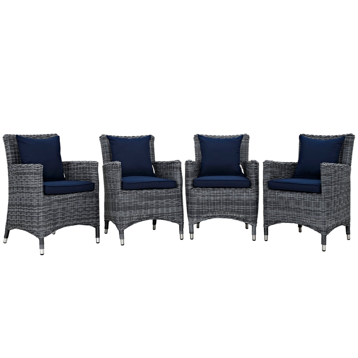 Summon 4 Piece Outdoor Patio Sunbrella Dining Set - Canvas Navy