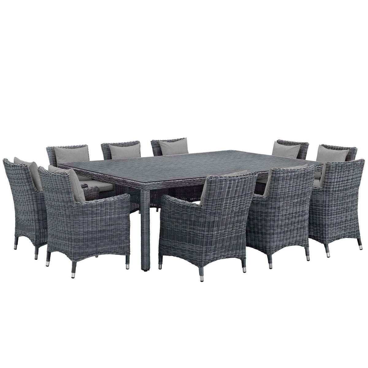 Summon 11 Piece Outdoor Patio Sunbrella Dining Set - Canvas Gray