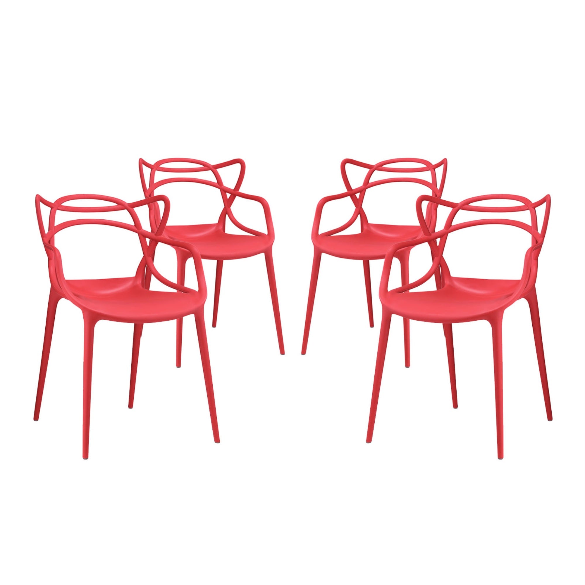 Entangled Dining Chair Set Of 4 - Captivating Design, Molded Plastic, Foot Caps, Fully Assembled, Wipe-Clean Surface