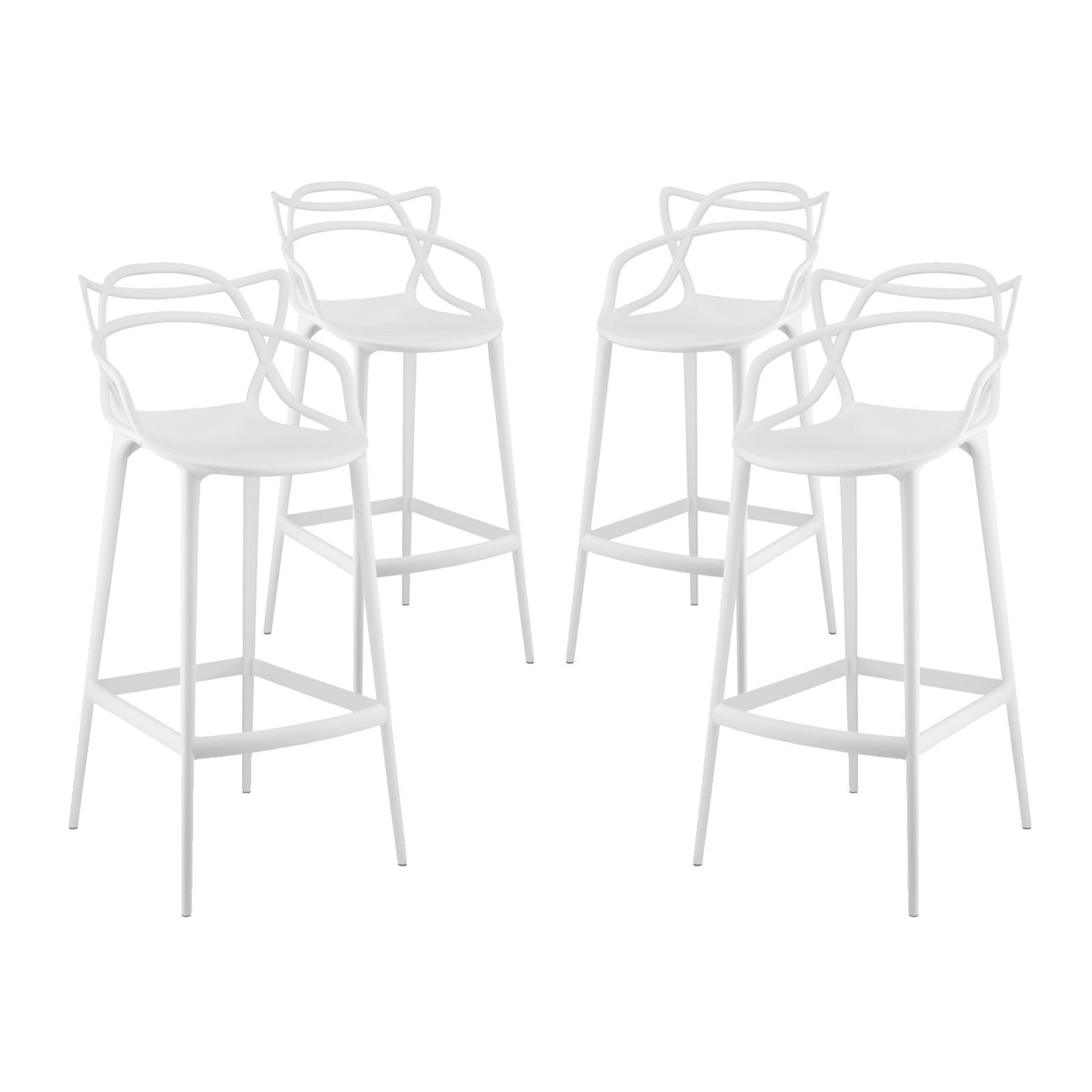 Entangled Bar Chair Set Of 4 - Unique Twists And Turns, Molded Plastic, Fully Assembled, Wipe-Clean Surface, Foot Caps, Captivating Design