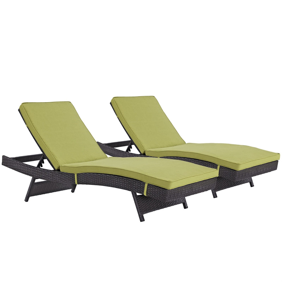 Casafoyer Convene Wicker Rattan Outdoor Patio Chaise Lounge Chairs In Espresso Peridot - Set Of 2