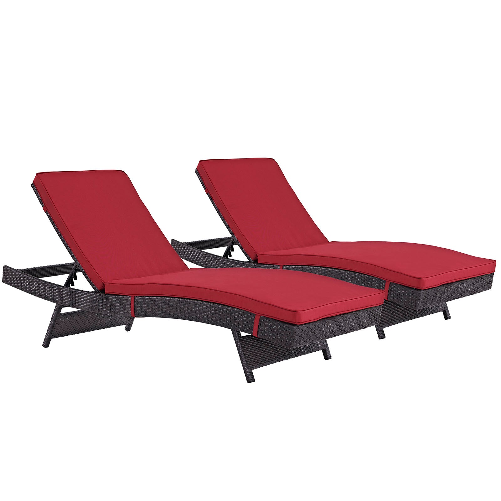Convene Chaise Outdoor Patio Set Of 2 - Espresso Red