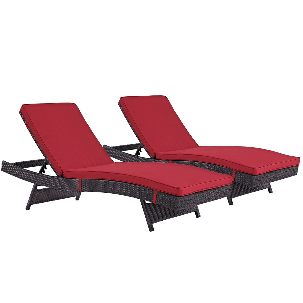 Convene Chaise Outdoor Patio Set Of 2 - Espresso Red