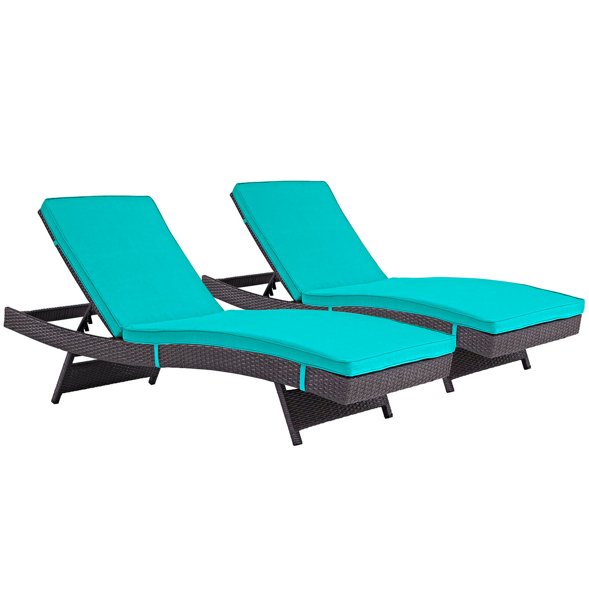 Convene Chaise Outdoor Patio Set Of 2 - Espresso Turquoise