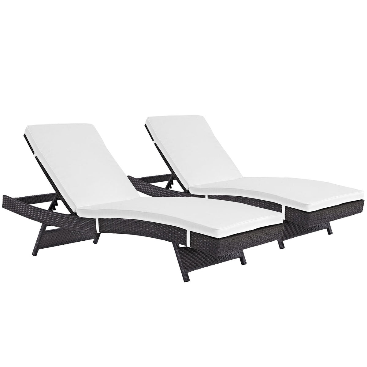 Casafoyer Convene Wicker Rattan Outdoor Patio Chaise Lounge Chairs In Espresso White - Set Of 2