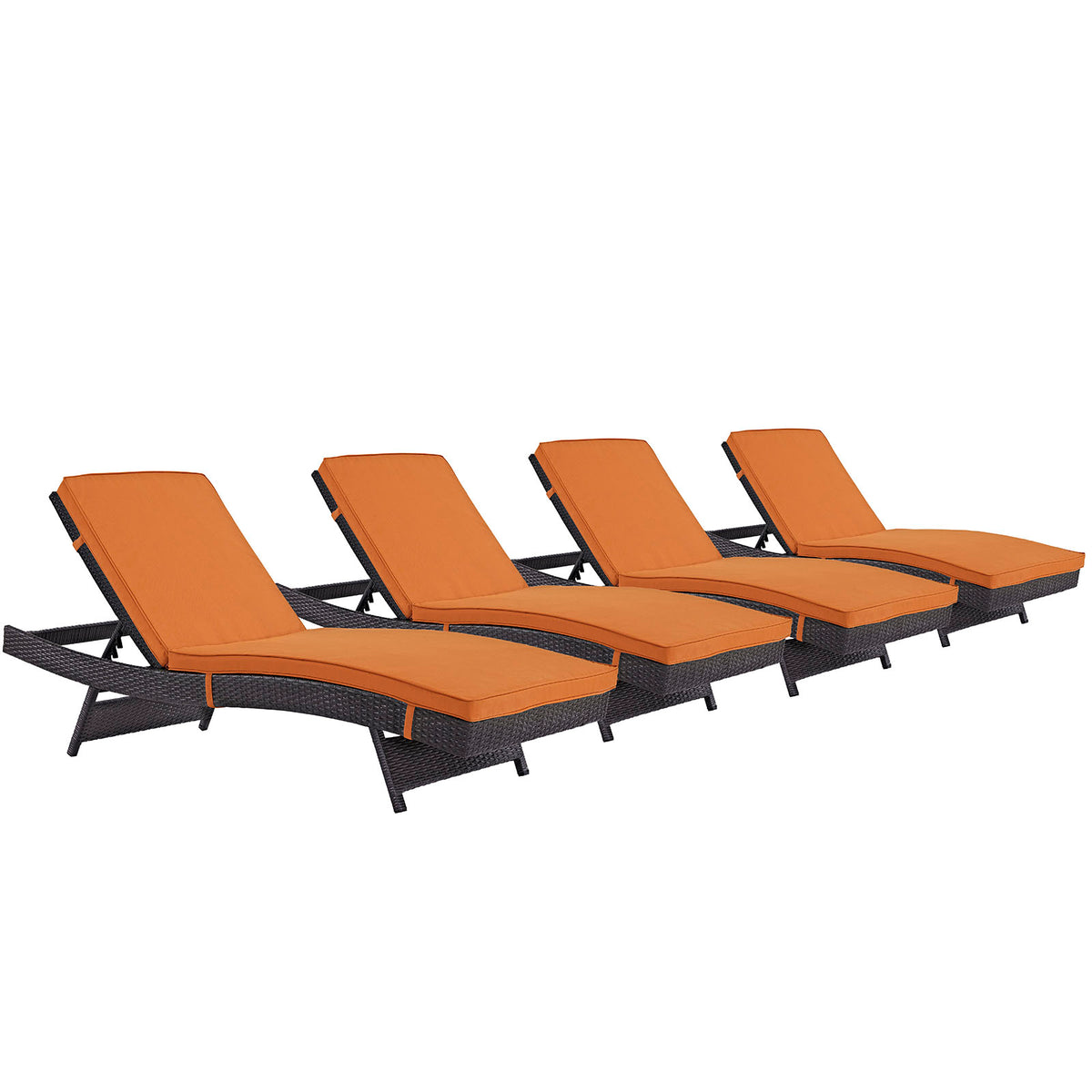 Convene Chaise Outdoor Patio Set Of 4 - Espresso Orange