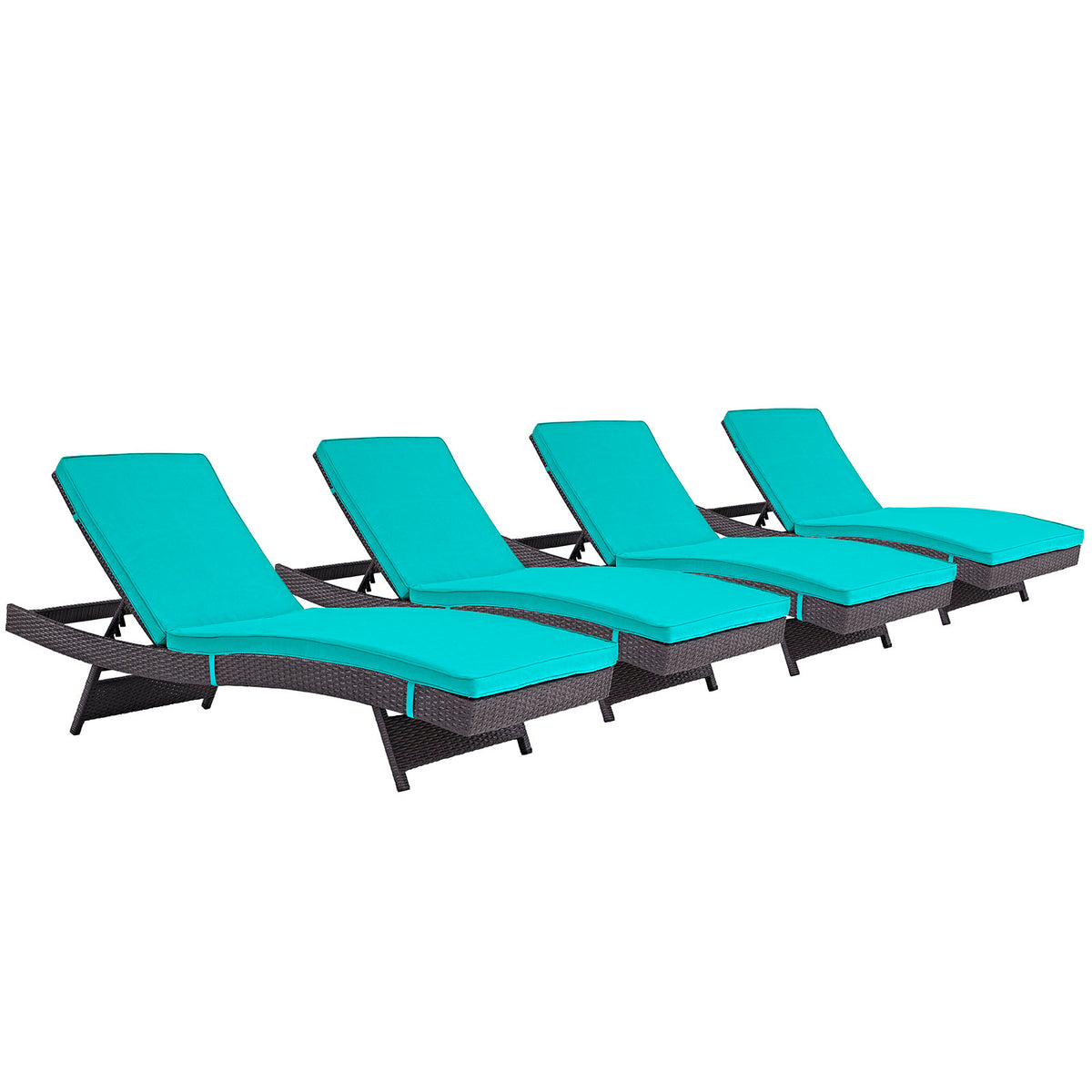 Convene Chaise Outdoor Patio Set Of 4 - Espresso Turquoise
