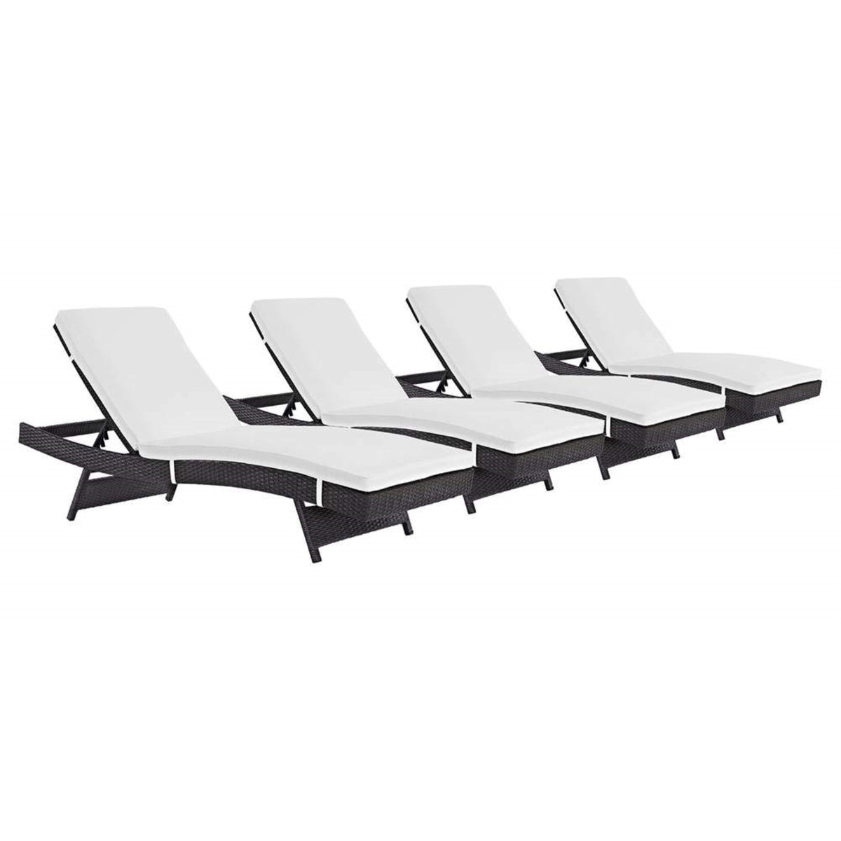 Casafoyer Convene Wicker Rattan Outdoor Patio Chaise Lounge Chairs In Espresso White - Set Of 4