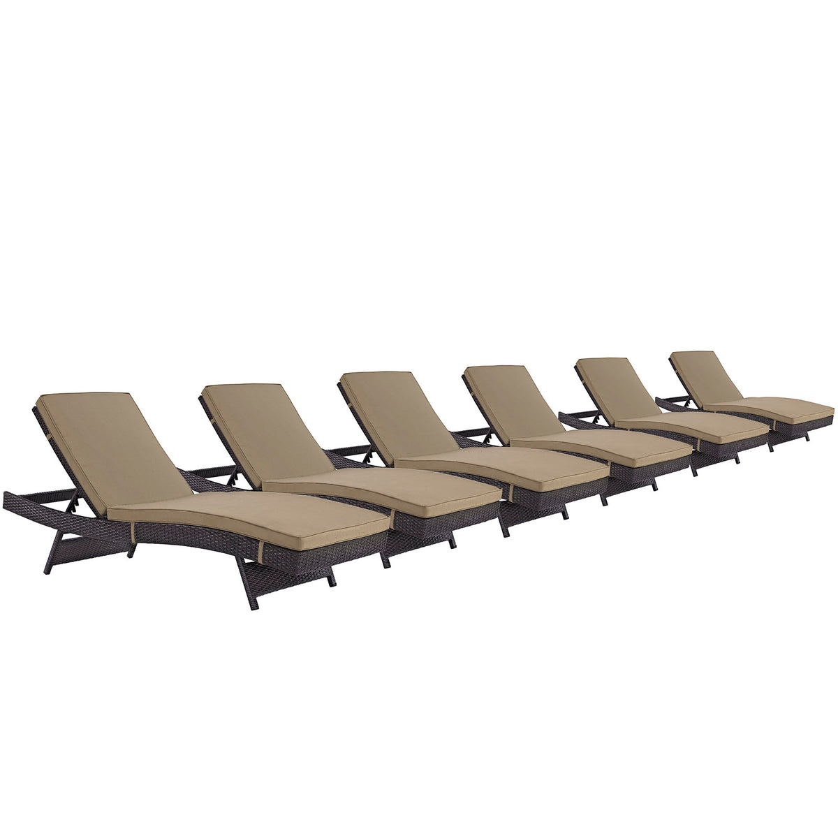Convene Chaise Outdoor Patio Set Of 6 - Espresso Mocha