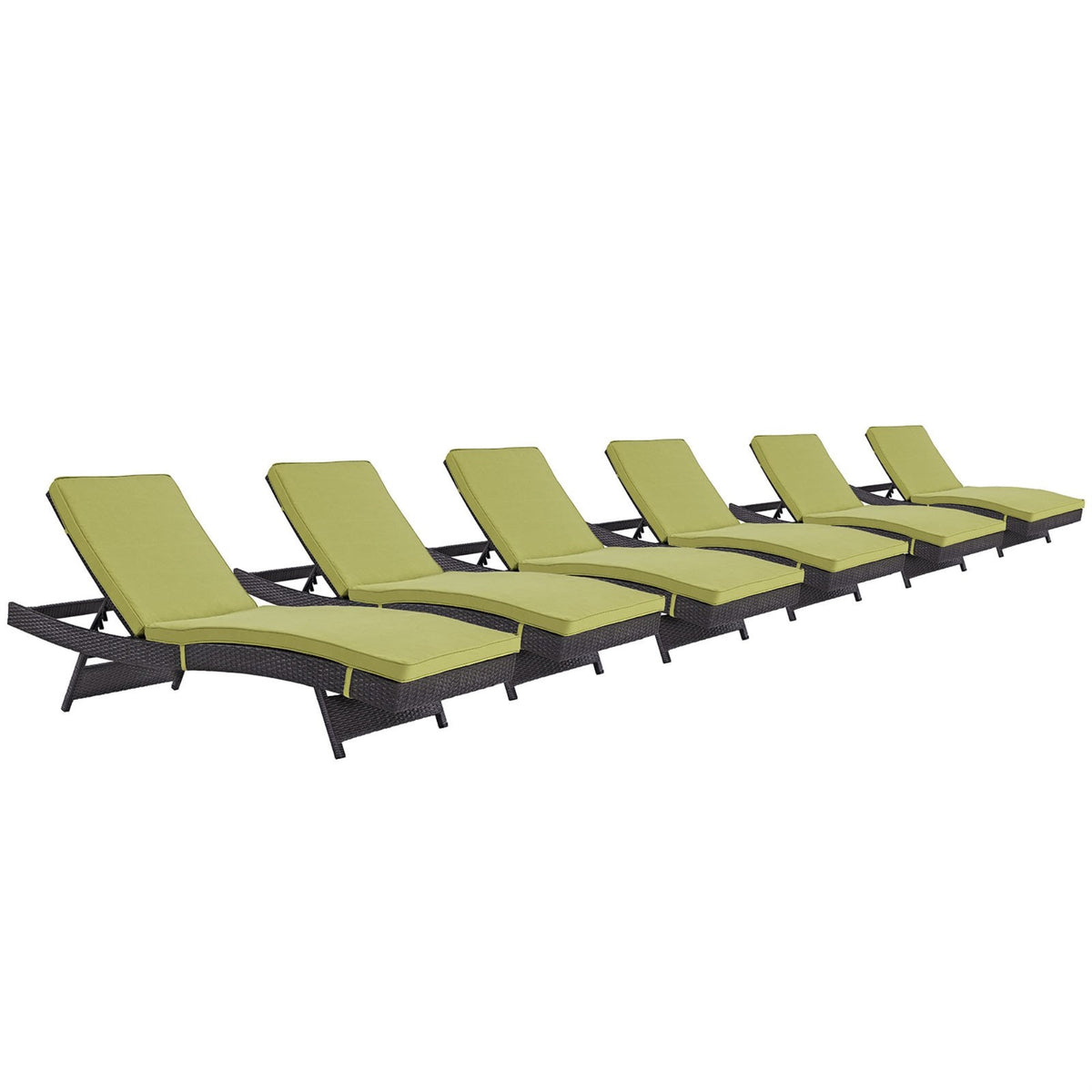 Casafoyer Convene Wicker Rattan Outdoor Patio Chaise Lounge Chairs In Espresso Peridot - Set Of 6