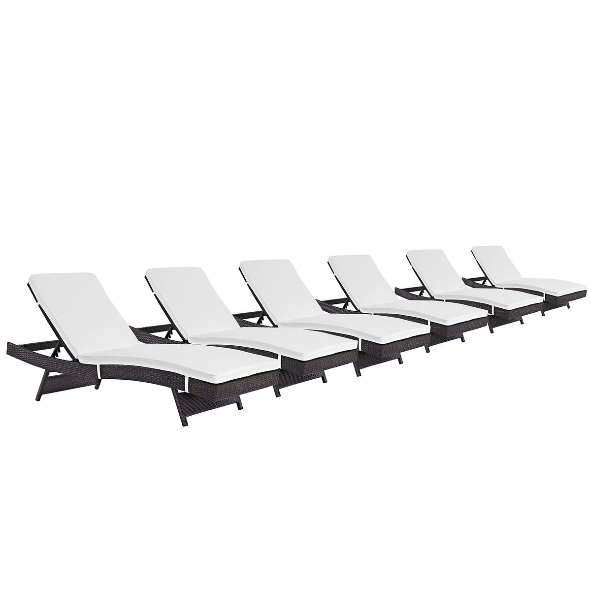 Convene Chaise Outdoor Patio Set Of 6 - Espresso White