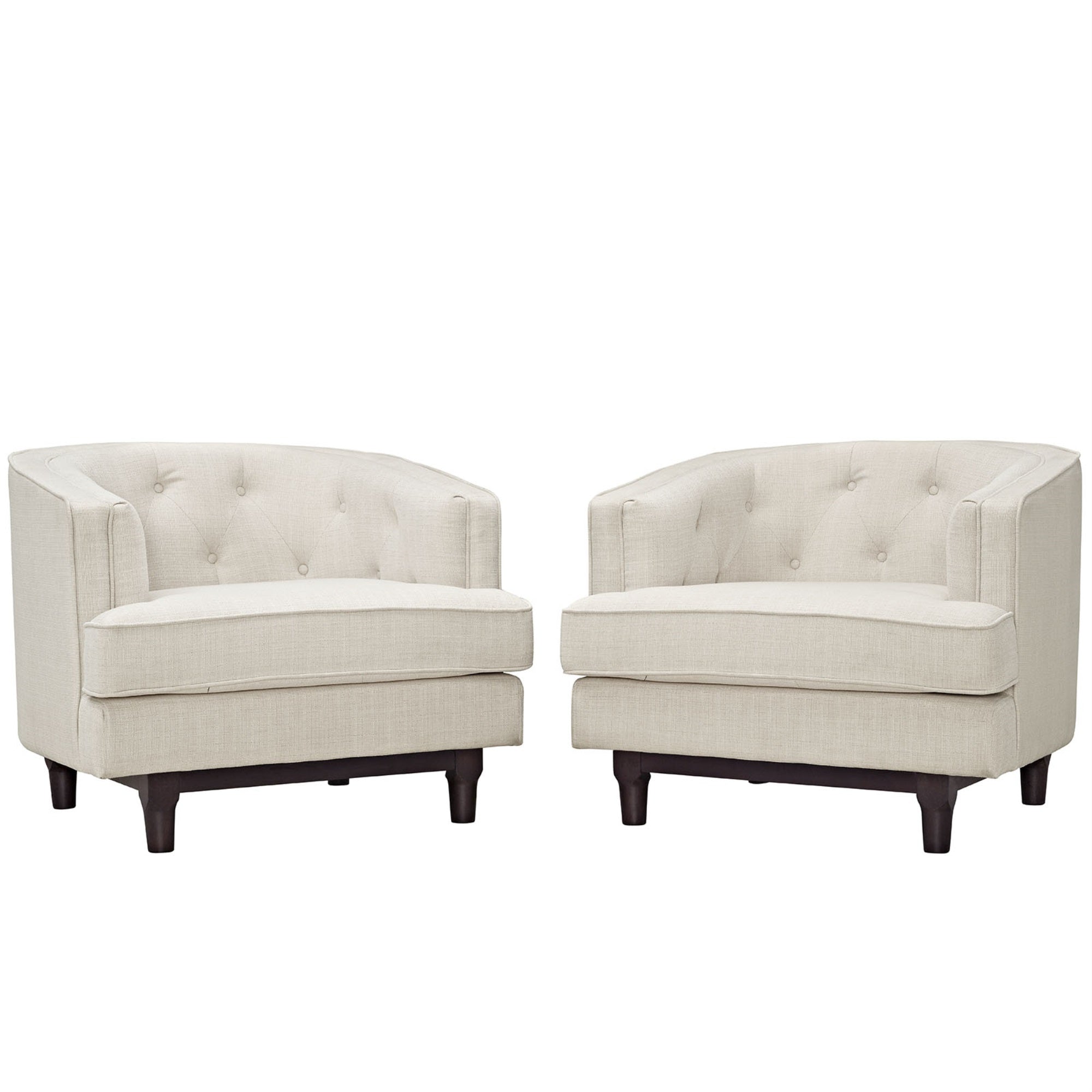 Coast Armchair Set Of 2 - Elegant Deep Button Tufting, Walnut Stained Wood Legs, High-Quality Polyester Upholstery, Removable Seat Covers, Comfortable And Stylish Seating For Living Rooms And Reception Areas