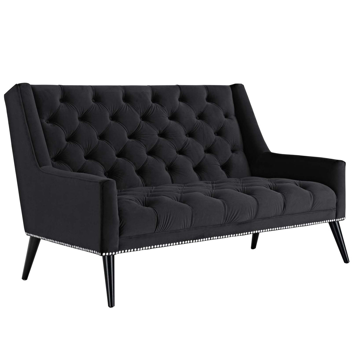 Peruse Velvet Loveseat - Black